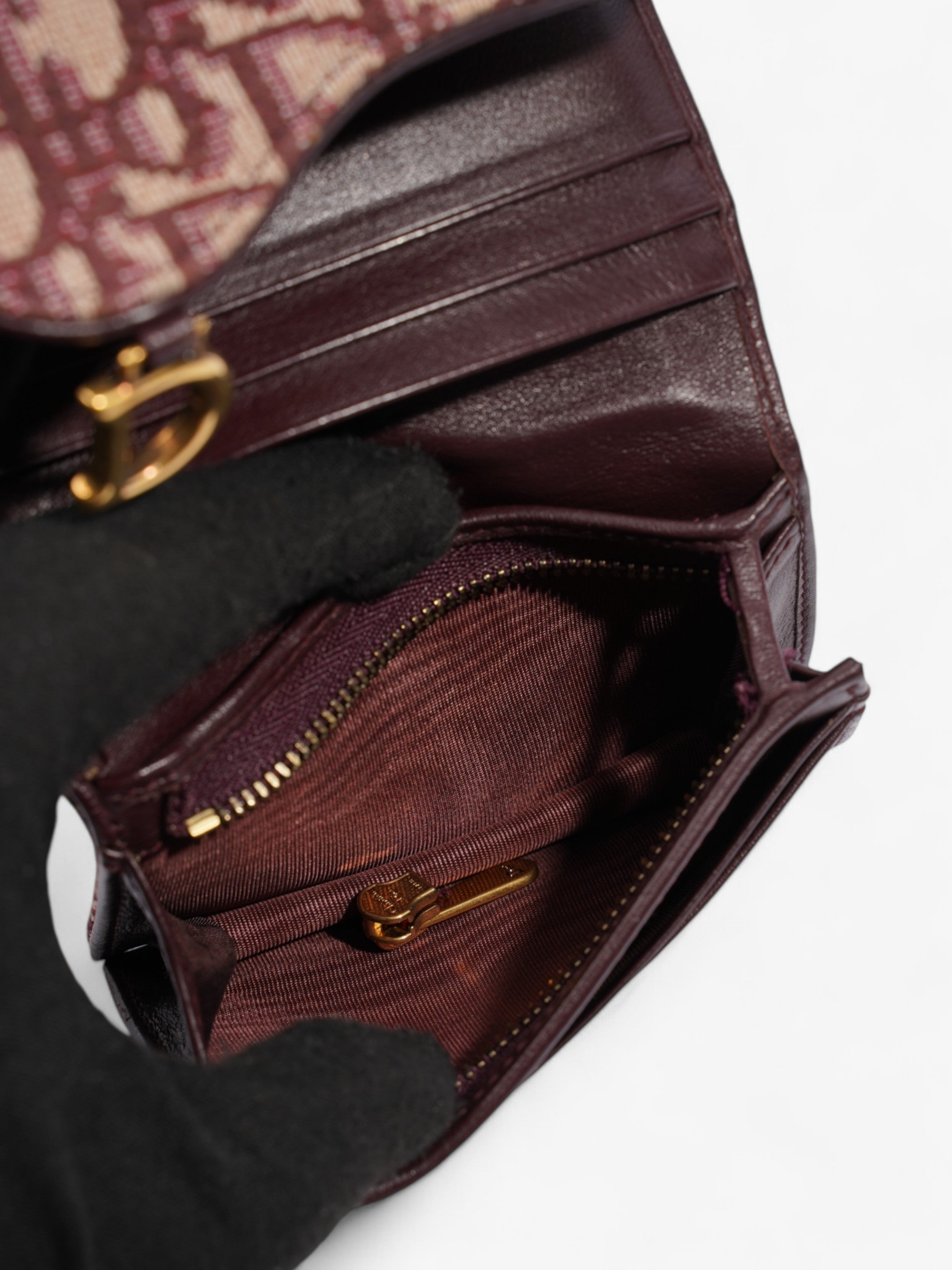 Christian Dior Saddle  Holder Burgundy Canvas
