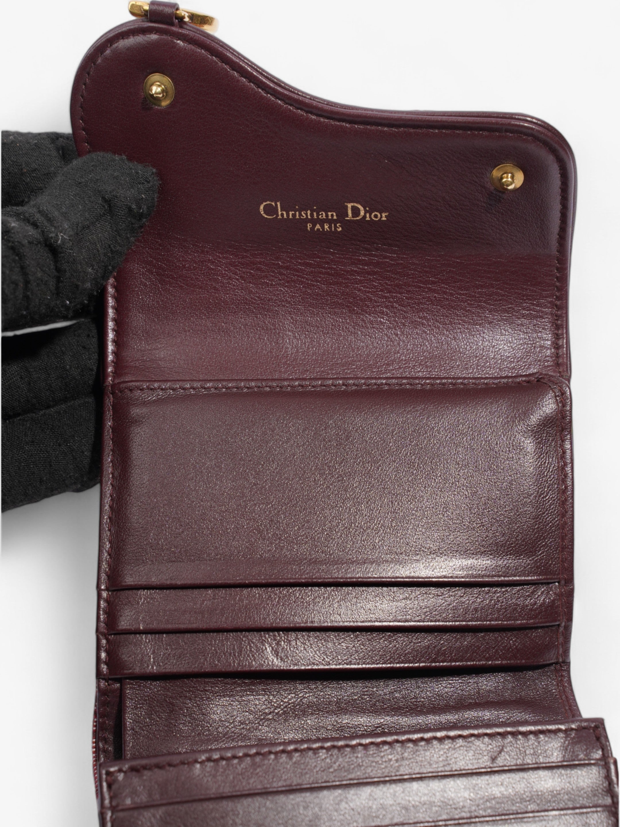 Christian Dior Saddle  Holder Burgundy Canvas