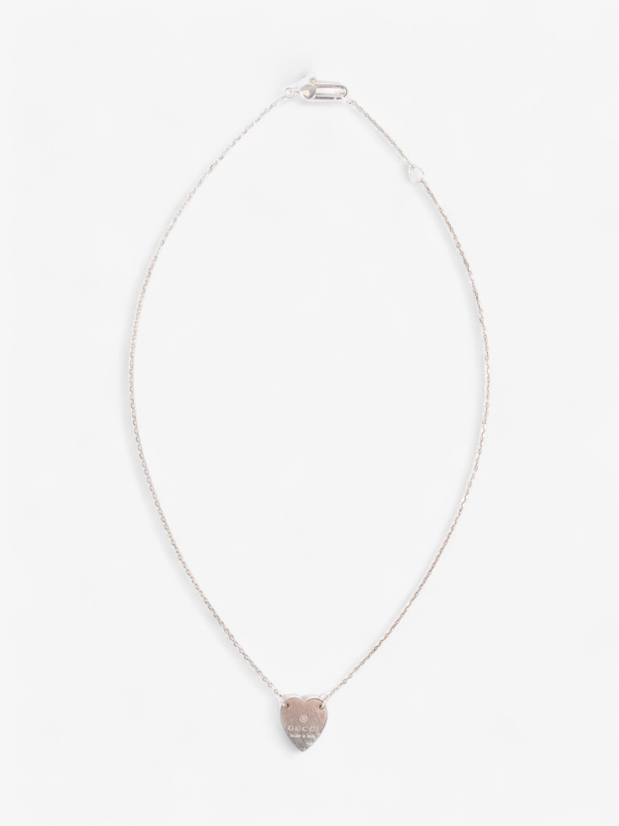 Gucci Trademark Heart Necklace Silver Silver Sterling