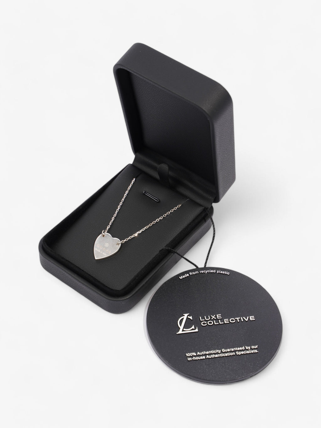 Gucci Trademark Heart Necklace Silver Silver Sterling