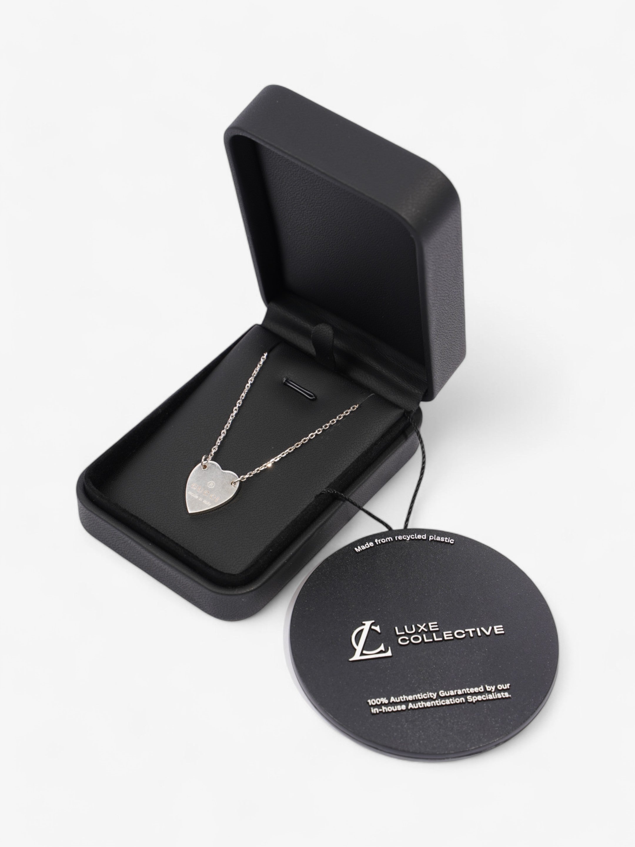 Gucci Trademark Heart Necklace Silver Silver Sterling