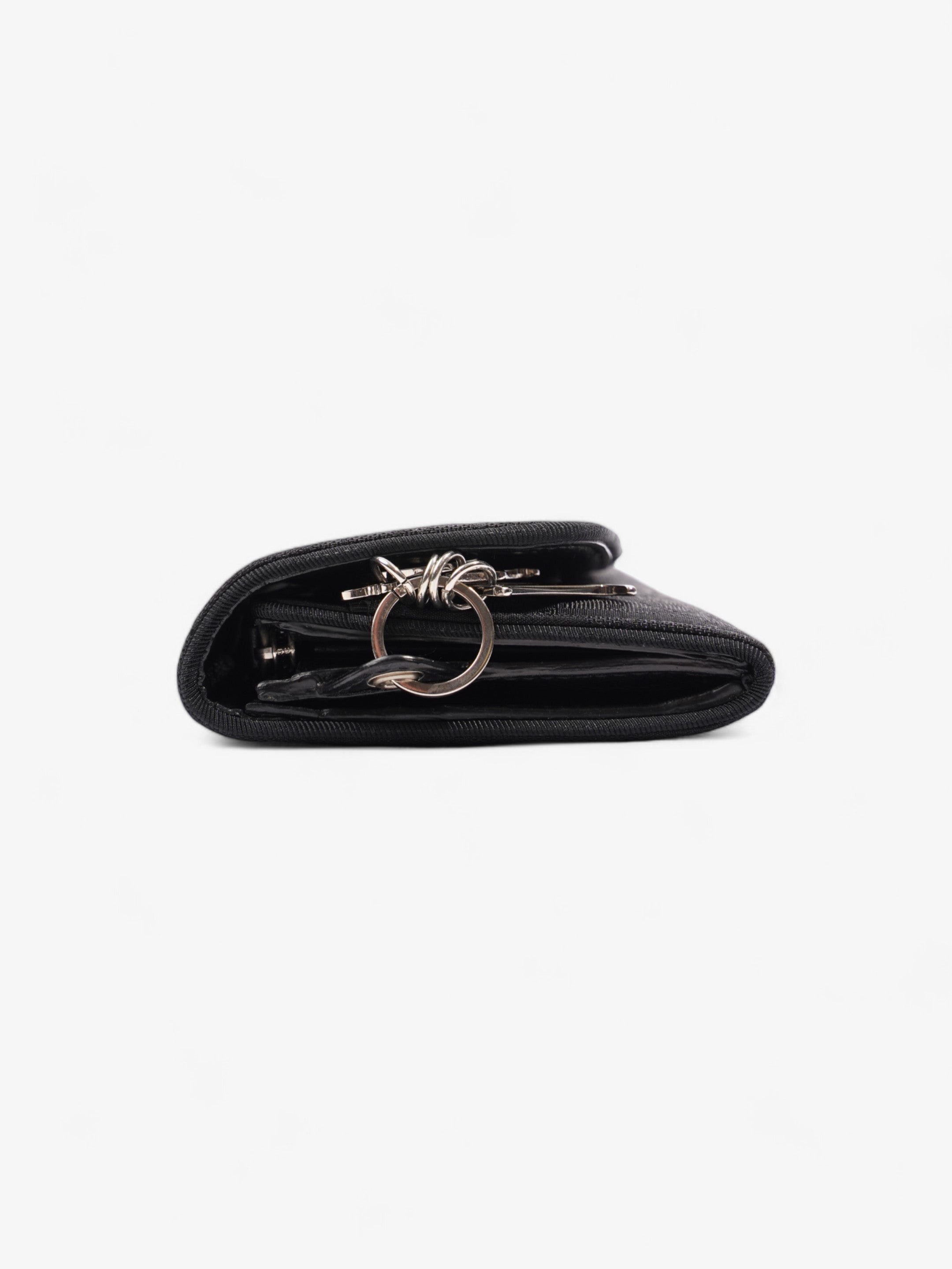 Christian Dior CD Icon Trifold Wallet Black Diorissimo Canvas
