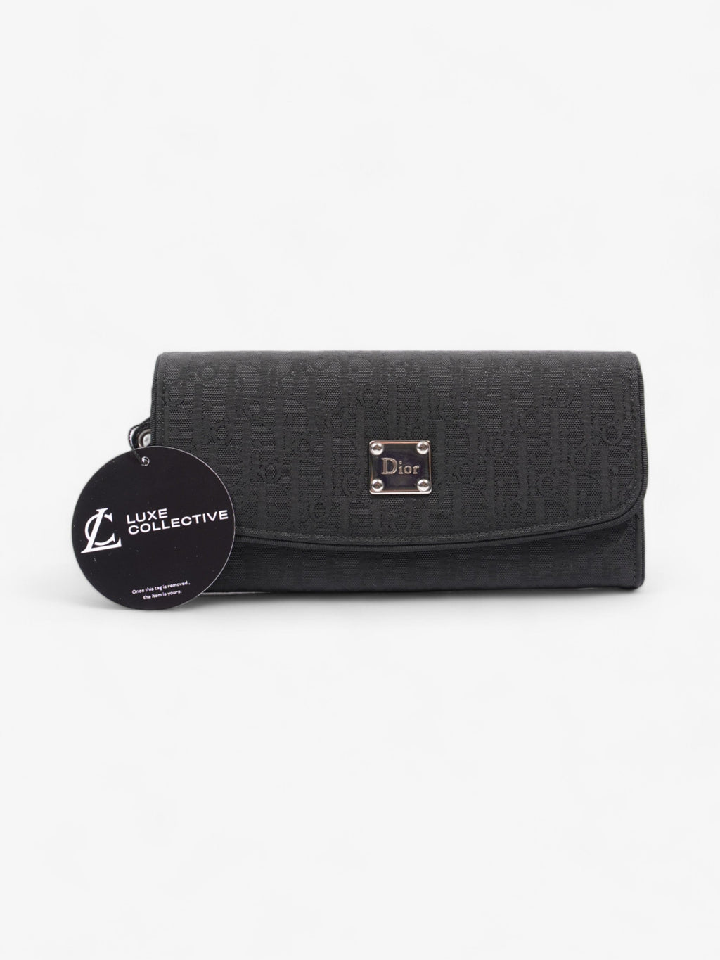 Christian Dior CD Icon Trifold Wallet Black Diorissimo Canvas