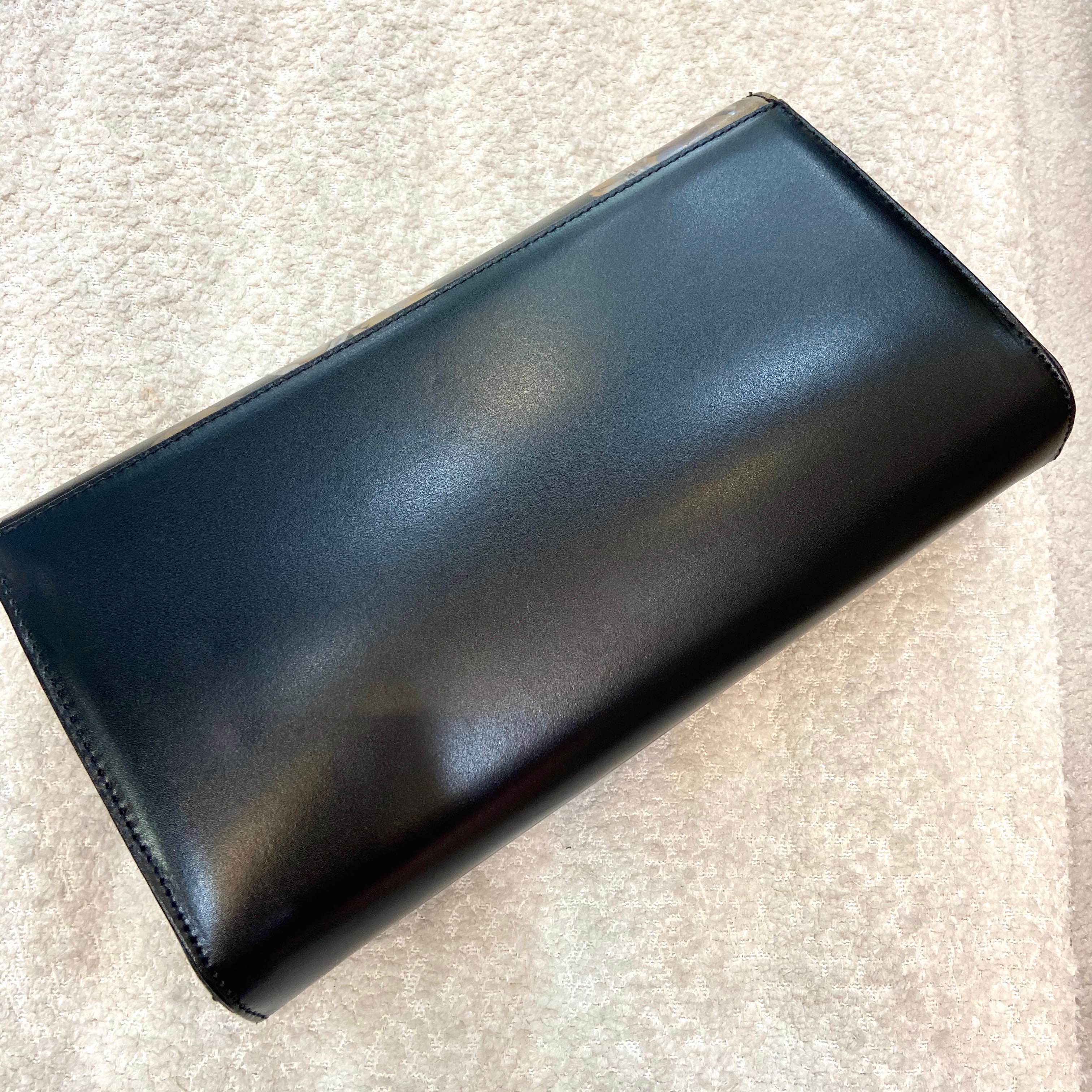 MARIO VALENTINO PURSE BLACK POLISHED LEATHER GOLD AND SILVER FLORAL