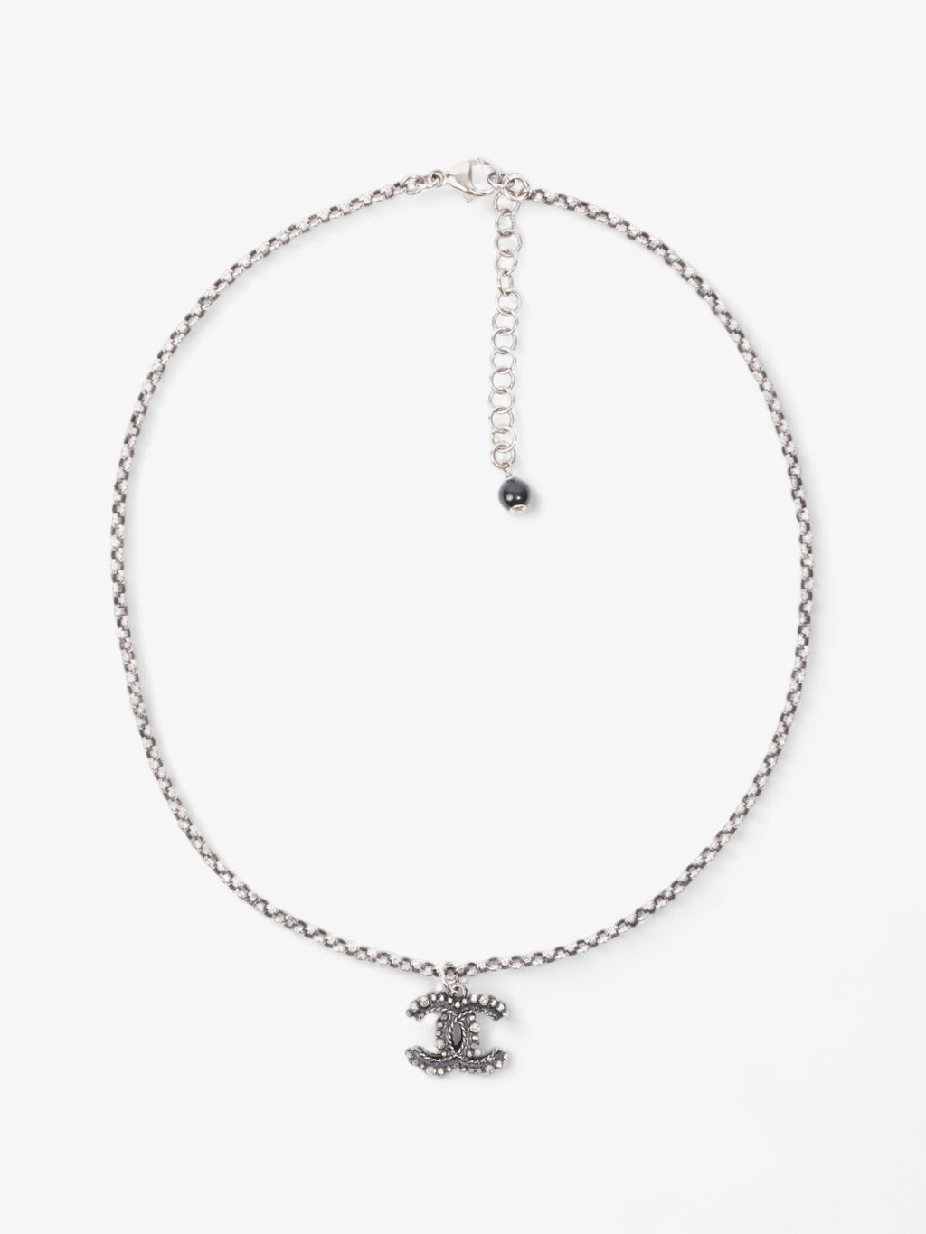 Chanel CC Necklace Silver Tone Base Metal