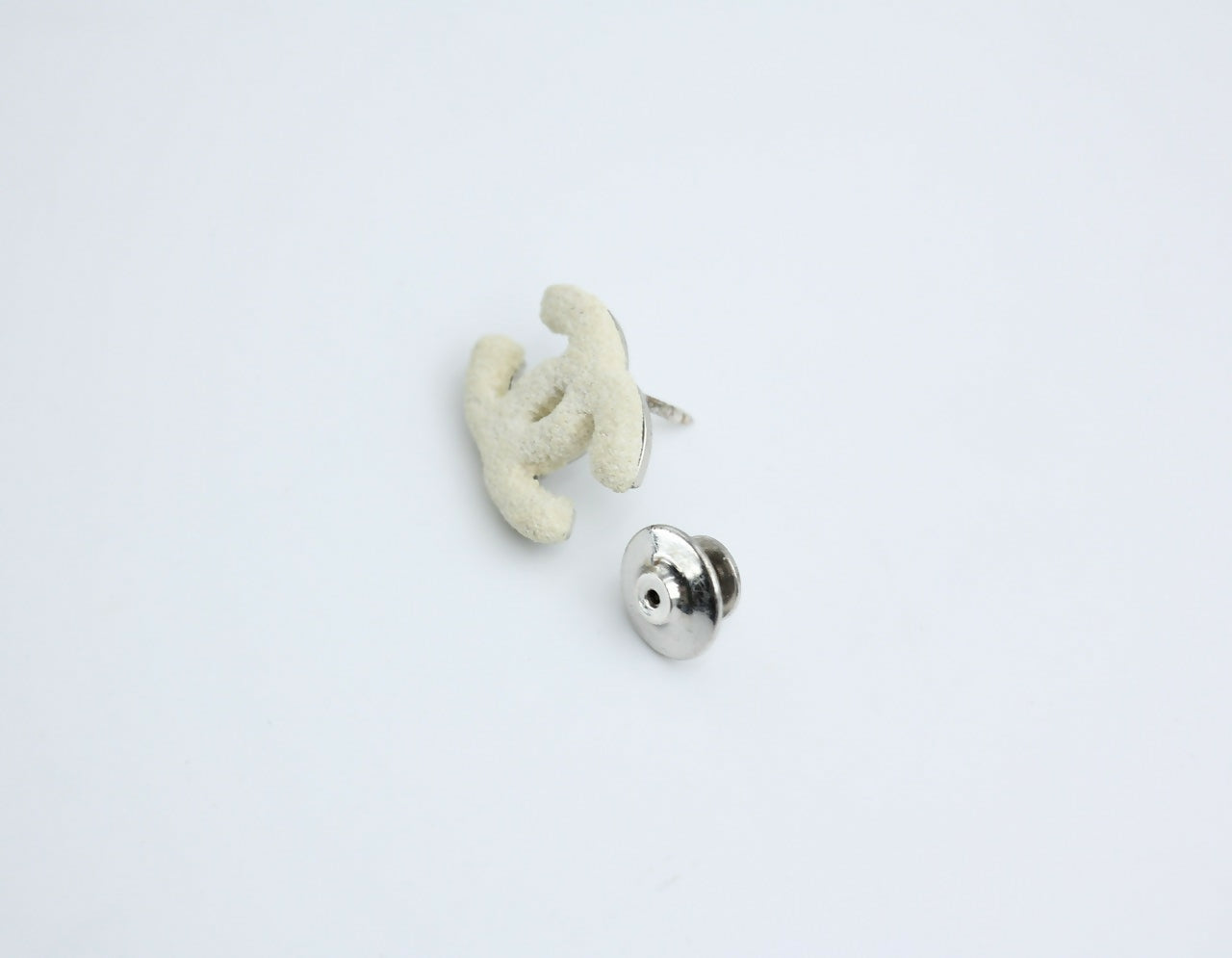 Chanel Vintage 03A Metal White Frosted CC Brooch