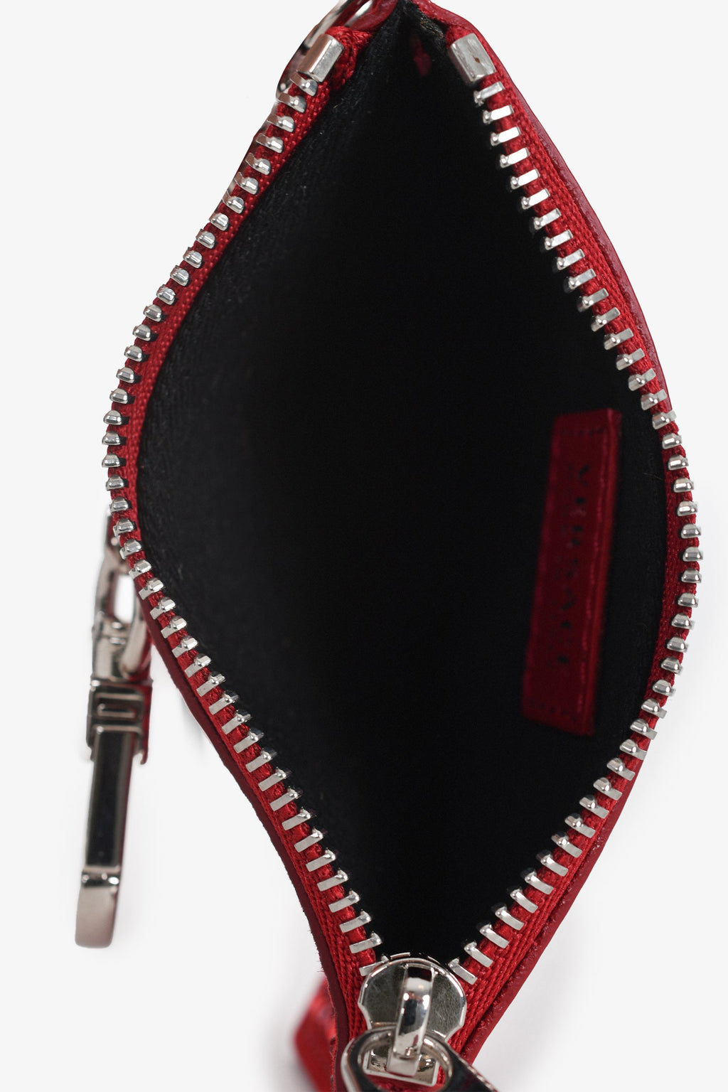Versace Red Leather Swarovski Crystals Front Side Zip  Holder