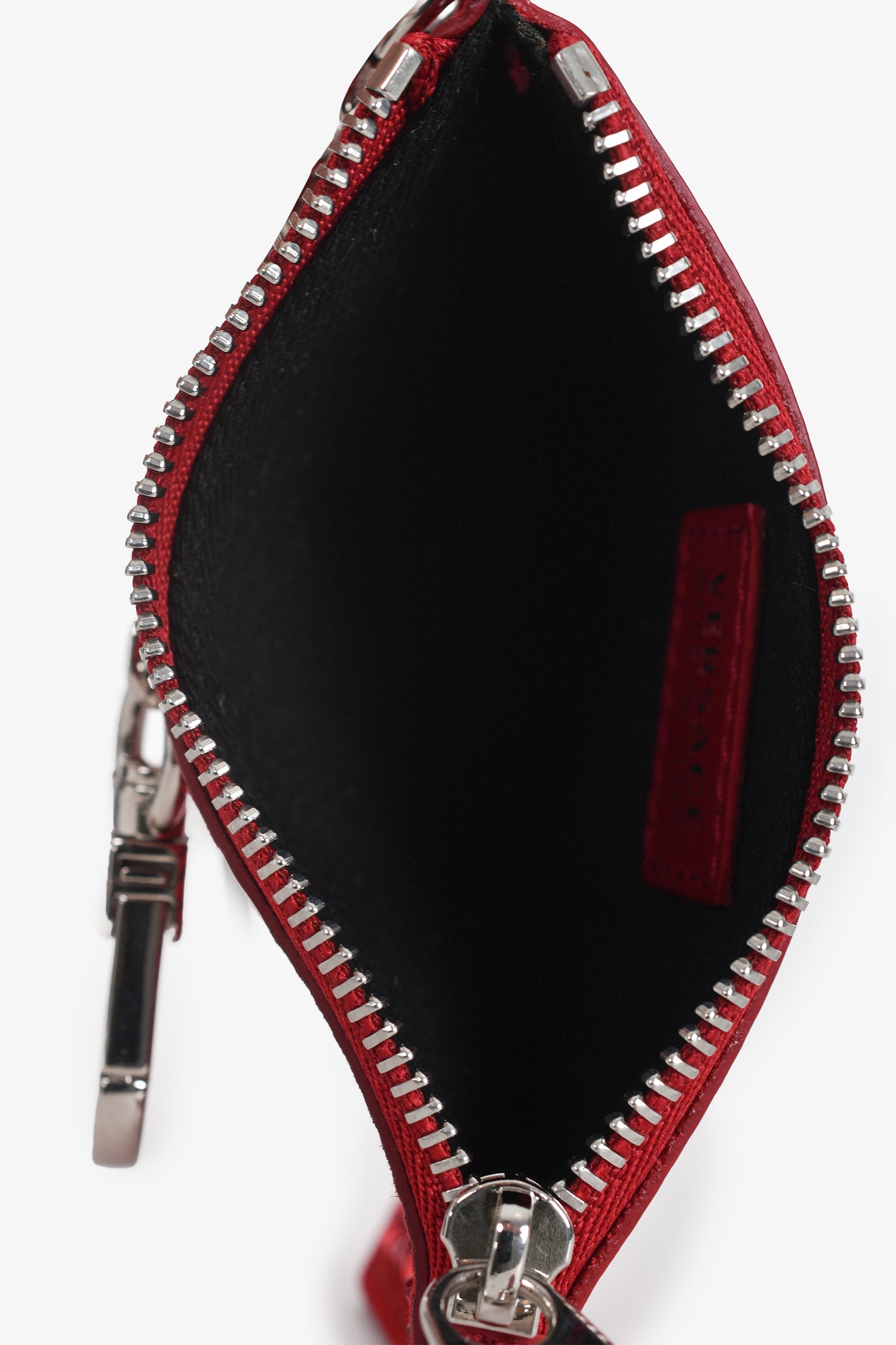 Versace Red Leather Swarovski Crystals Front Side Zip  Holder