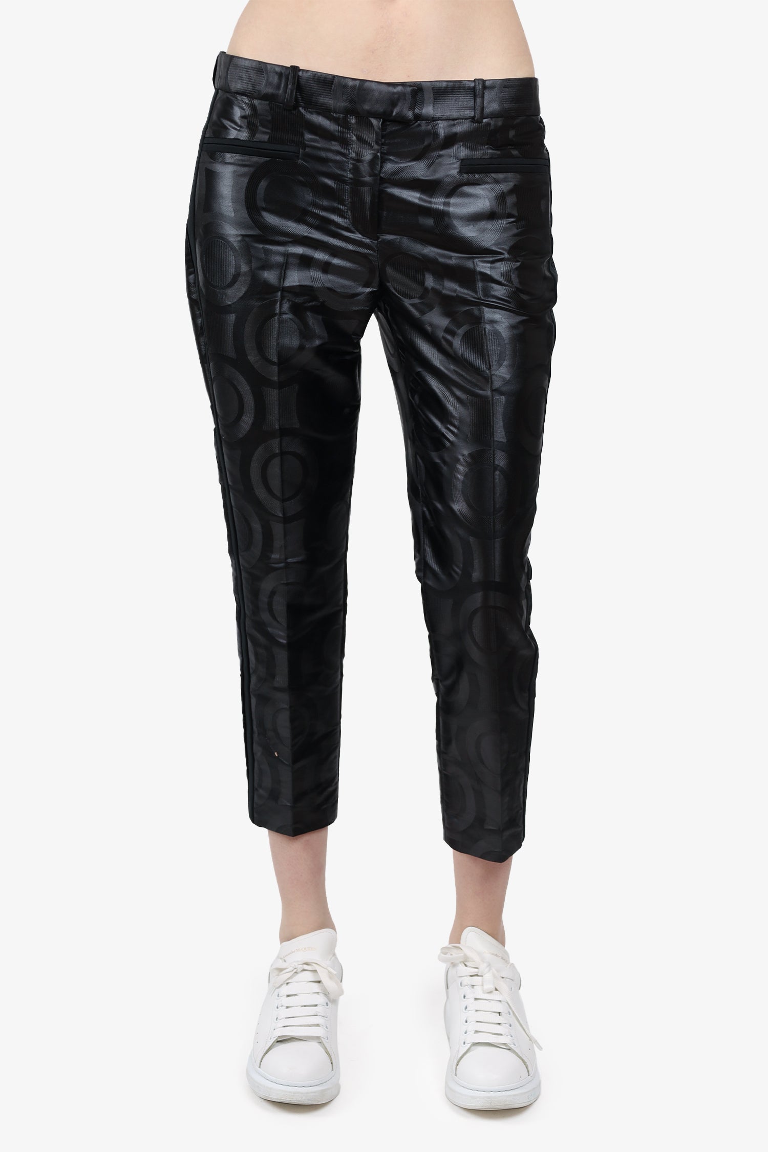 Versace Black Patterned Trousers Size 38