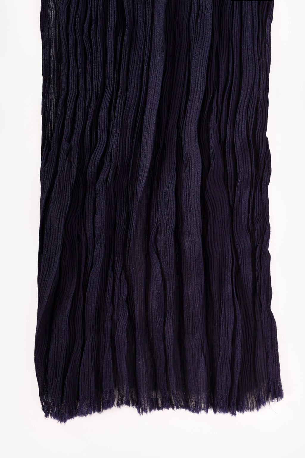 Saint Laurent Navy Blue Silk Pleated Scarf