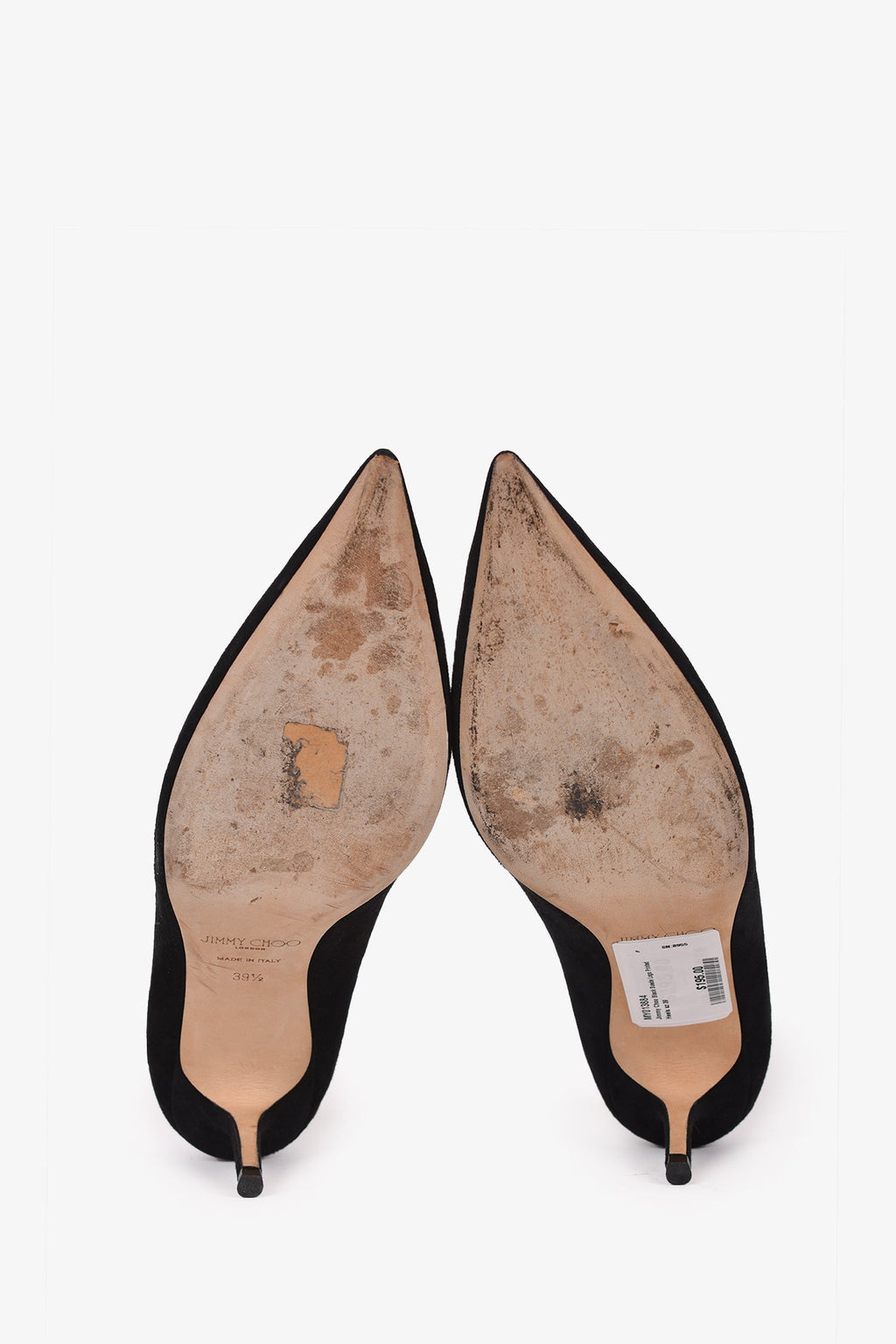 Jimmy Choo Black Suede Logo Printed Heels Size 39