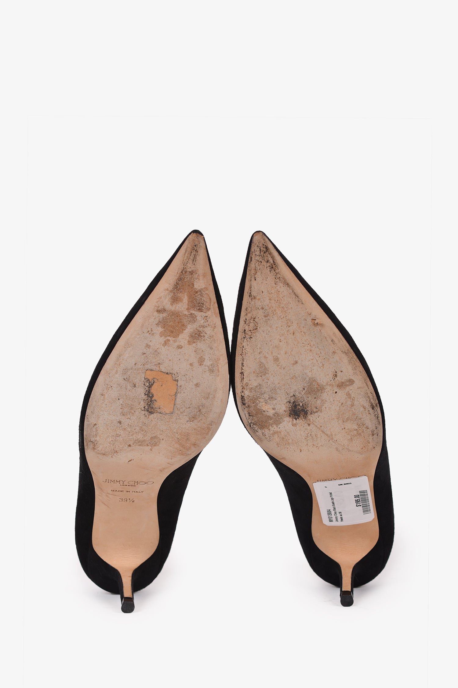 Jimmy Choo Black Suede Logo Printed Heels Size 39