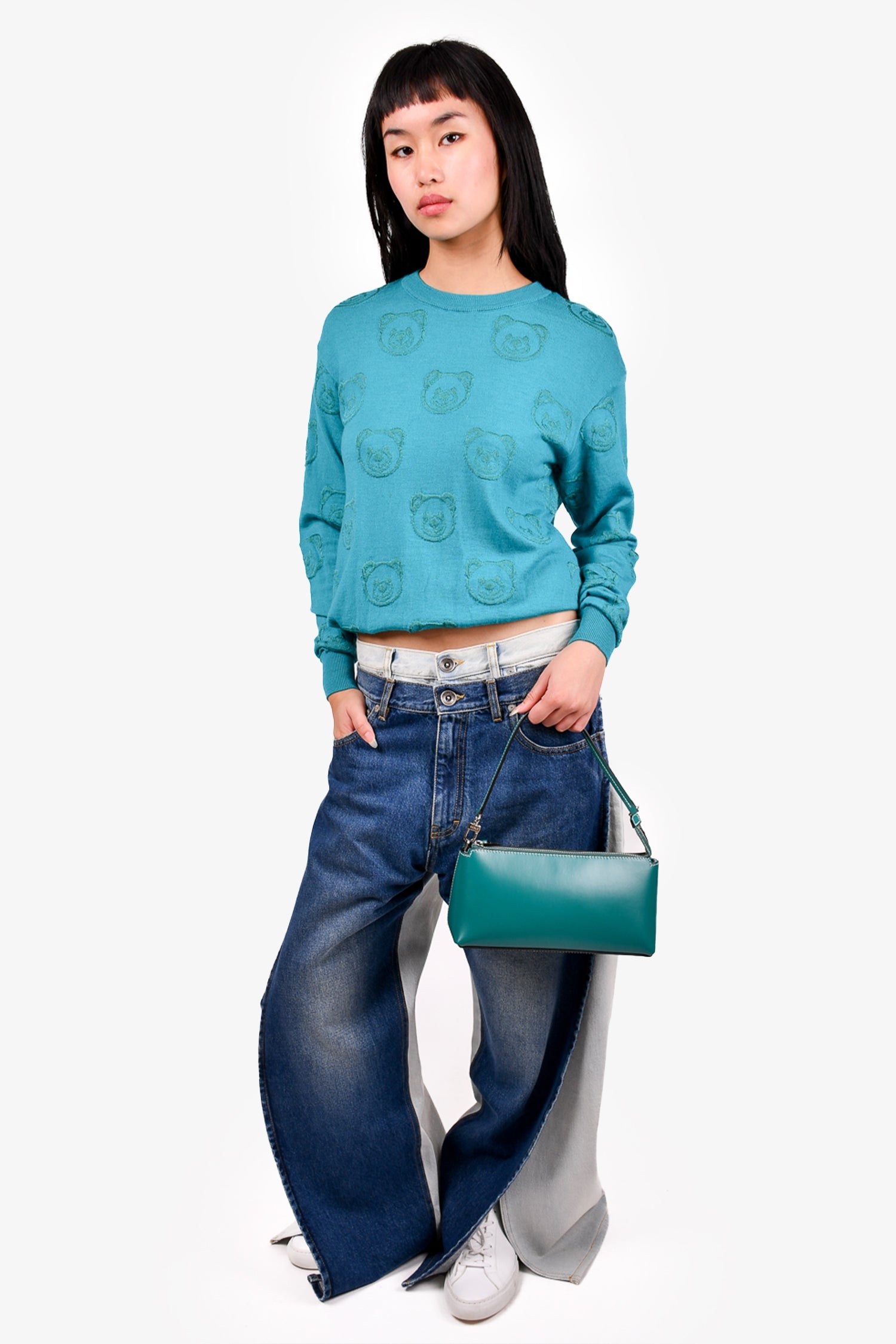 Staud Teal Leather 'Kaia' Shoulder Bag