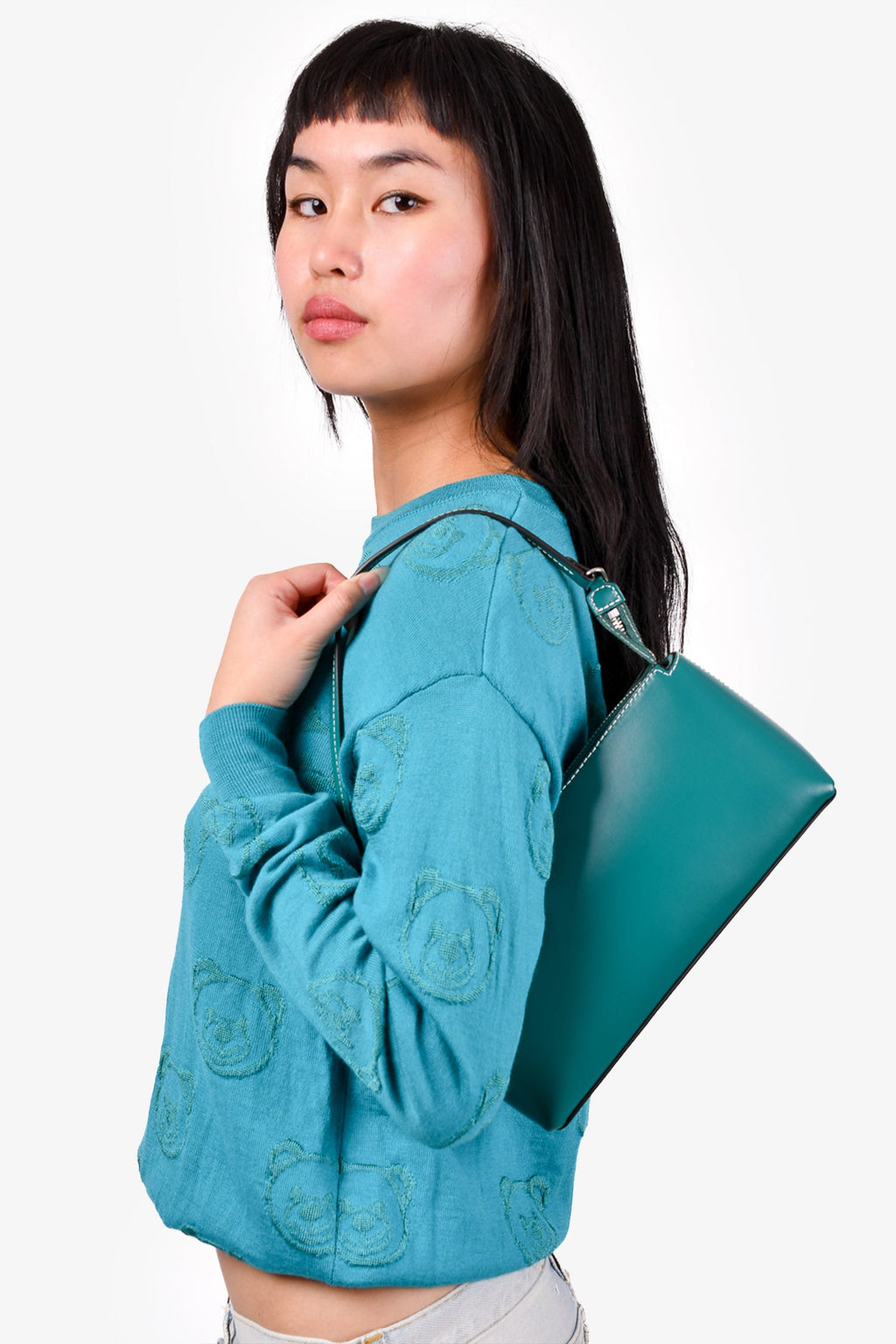 Staud Teal Leather 'Kaia' Shoulder Bag