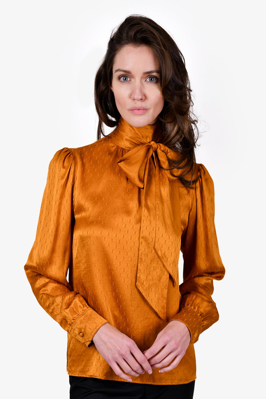 Saint Laurent Yellow Silk Monogram Blouse Size 38