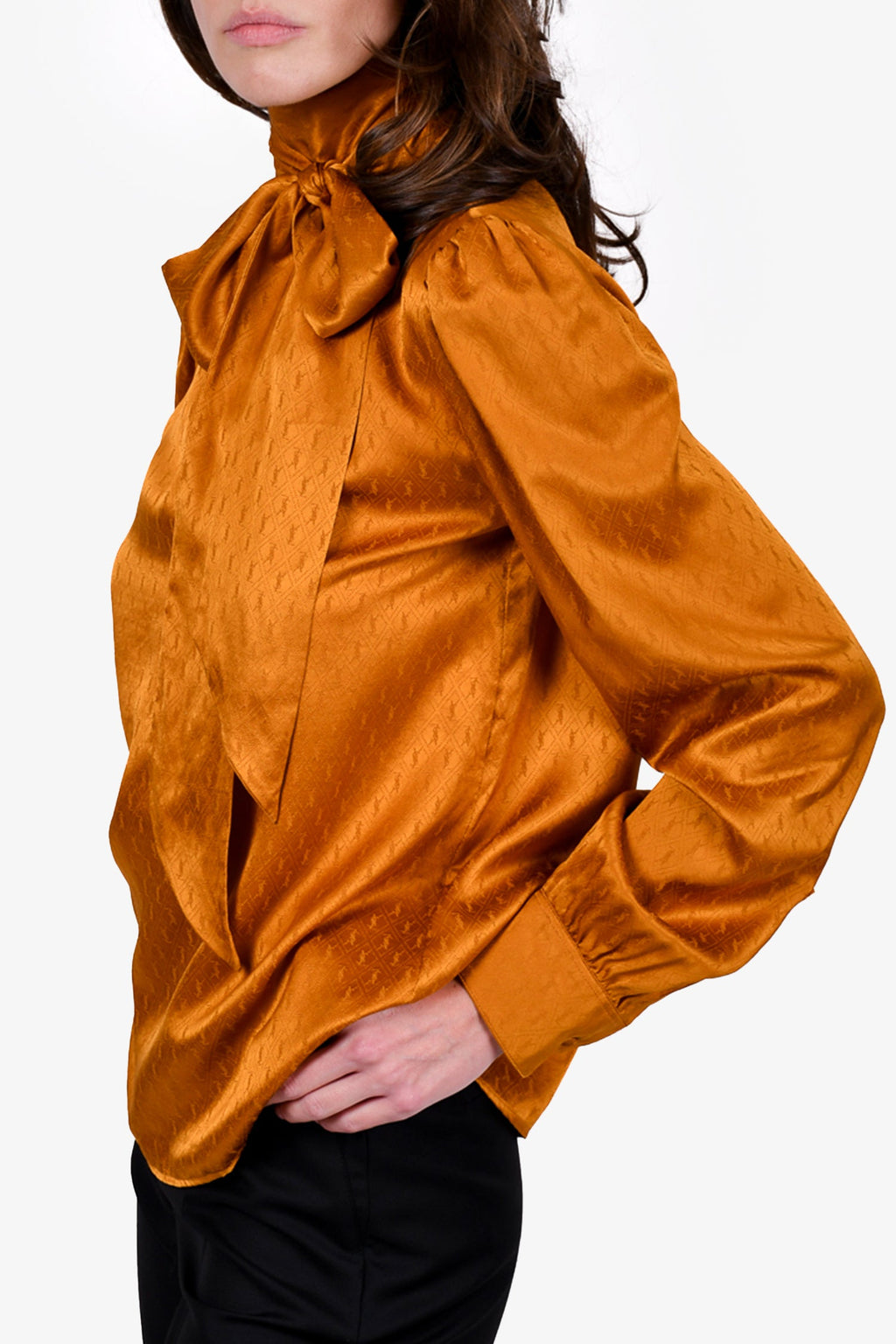 Saint Laurent Yellow Silk Monogram Blouse Size 38