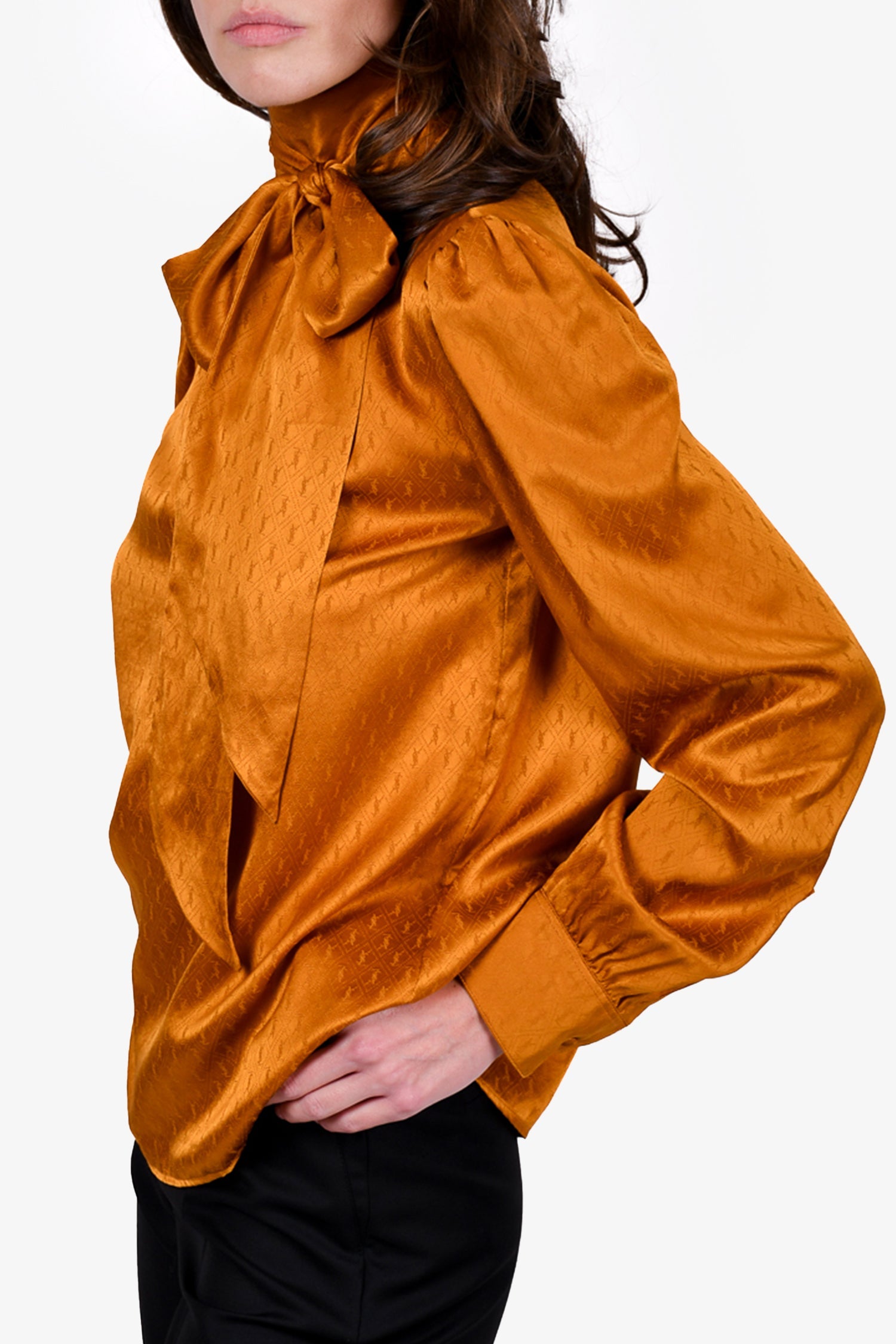 Saint Laurent Yellow Silk Monogram Blouse Size 38