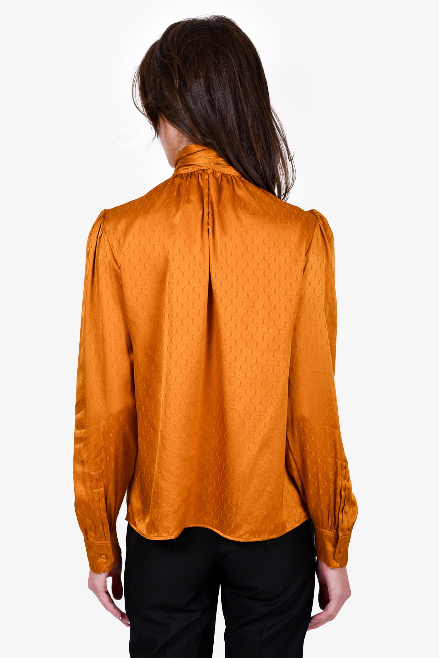 Saint Laurent Yellow Silk Monogram Blouse Size 38