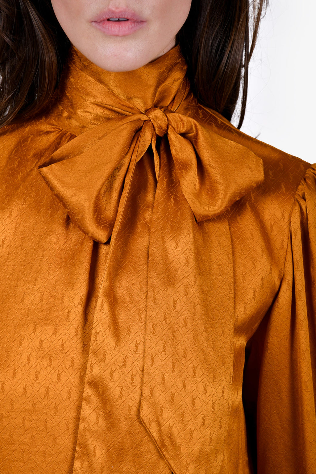 Saint Laurent Yellow Silk Monogram Blouse Size 38