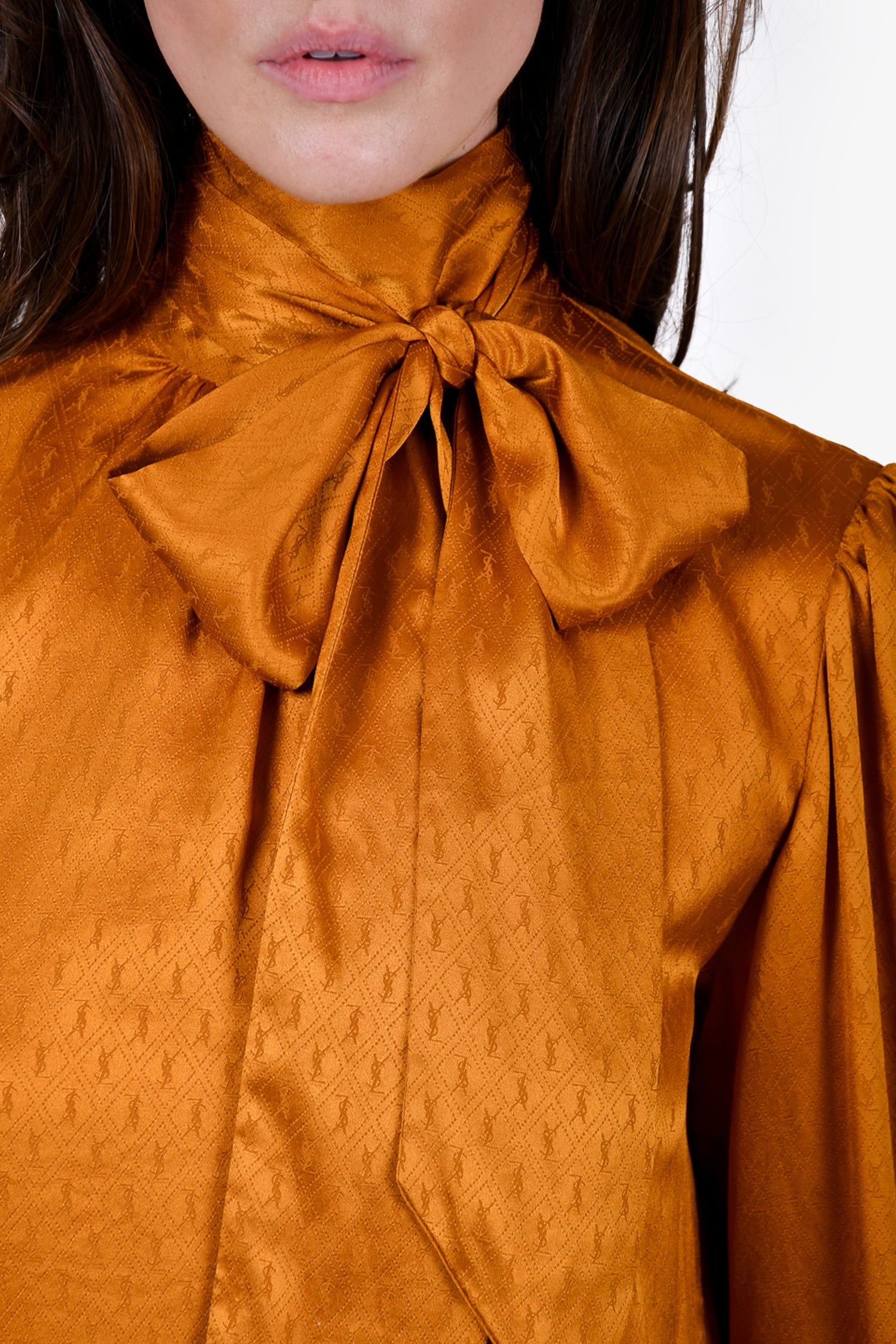 Saint Laurent Yellow Silk Monogram Blouse Size 38