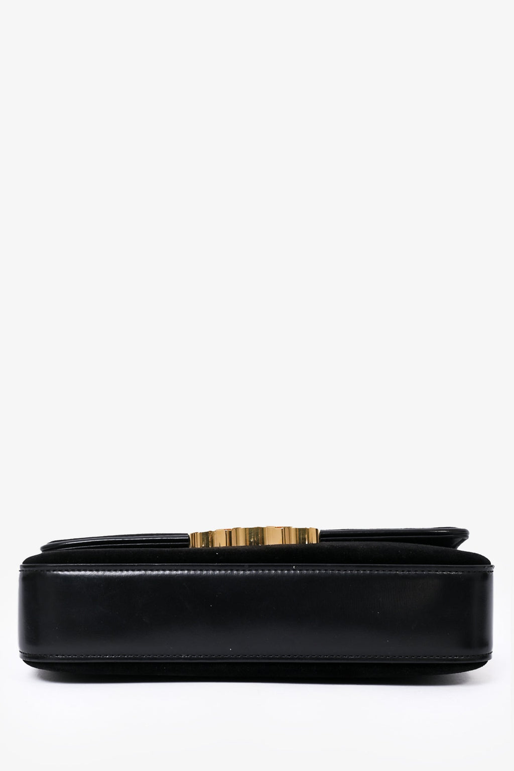 Celine Black Velvet/Leather 'Claude' Shoulder Bag