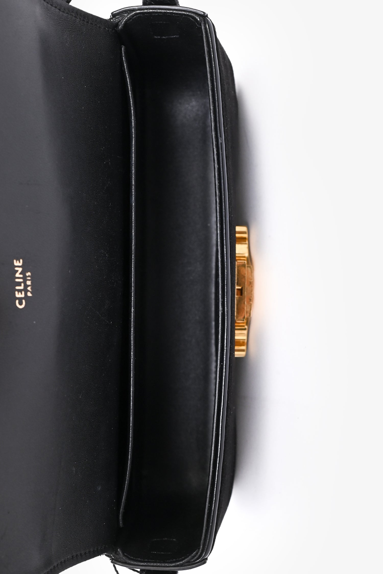 Celine Black Velvet/Leather 'Claude' Shoulder Bag