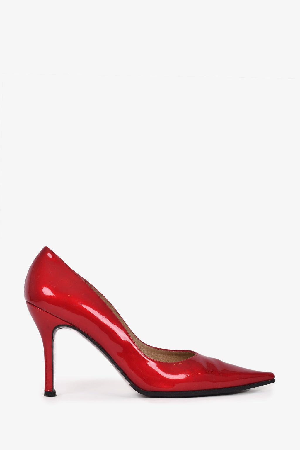 Stuart Weitzman Red Patent Leather Pointed Toe Heels Size 9