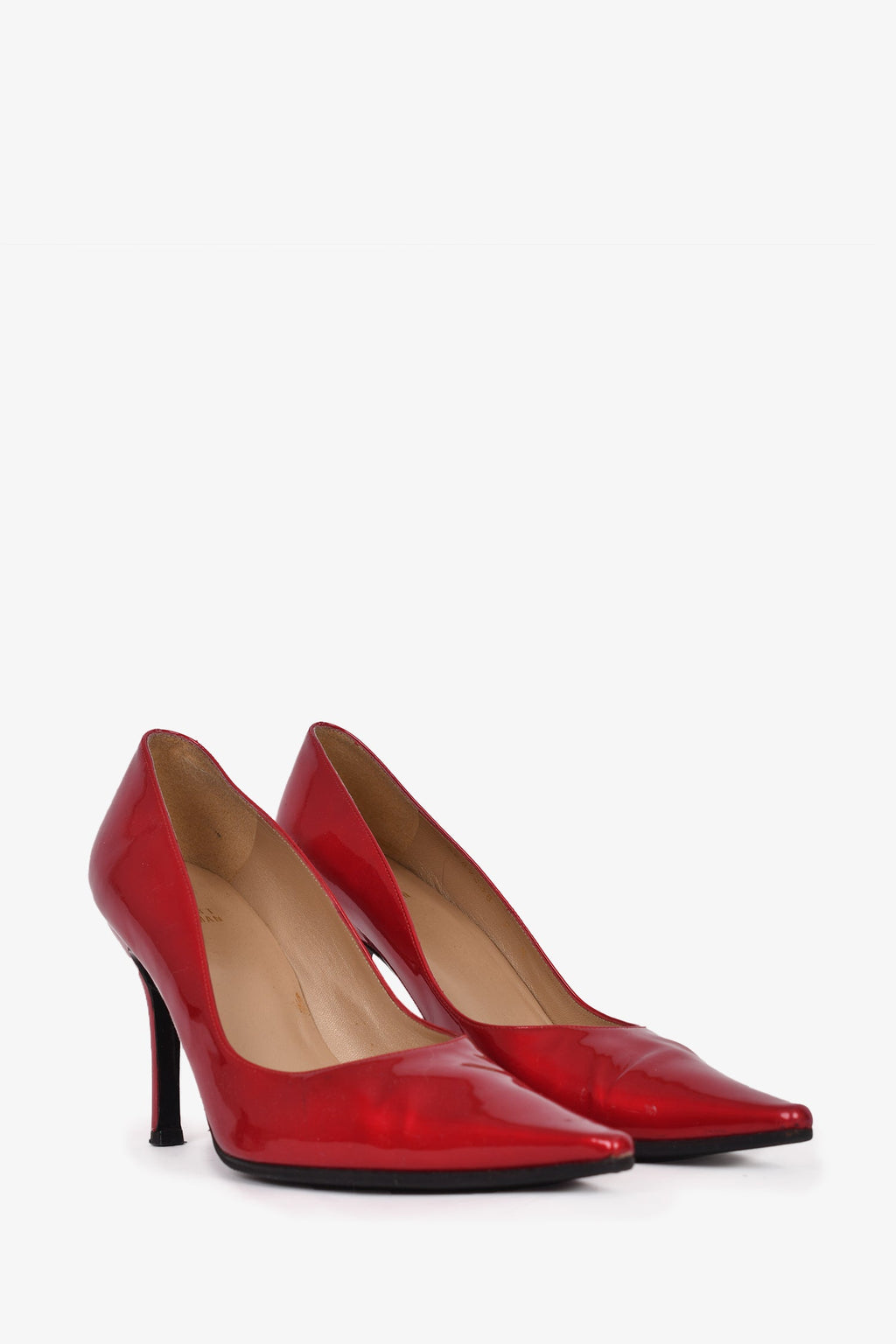 Stuart Weitzman Red Patent Leather Pointed Toe Heels Size 9