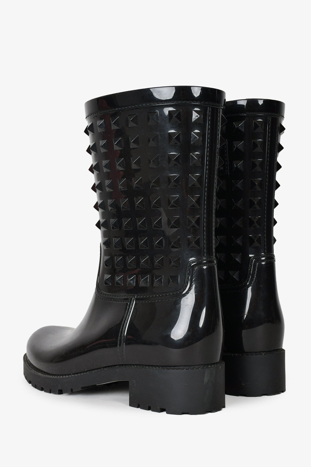 Valentino Black Rubber Rockstud Rain Boots Size 39
