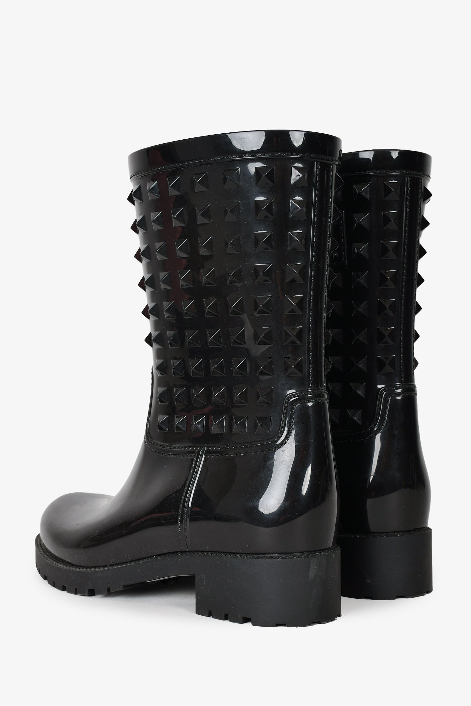 Valentino Black Rubber Rockstud Rain Boots Size 39