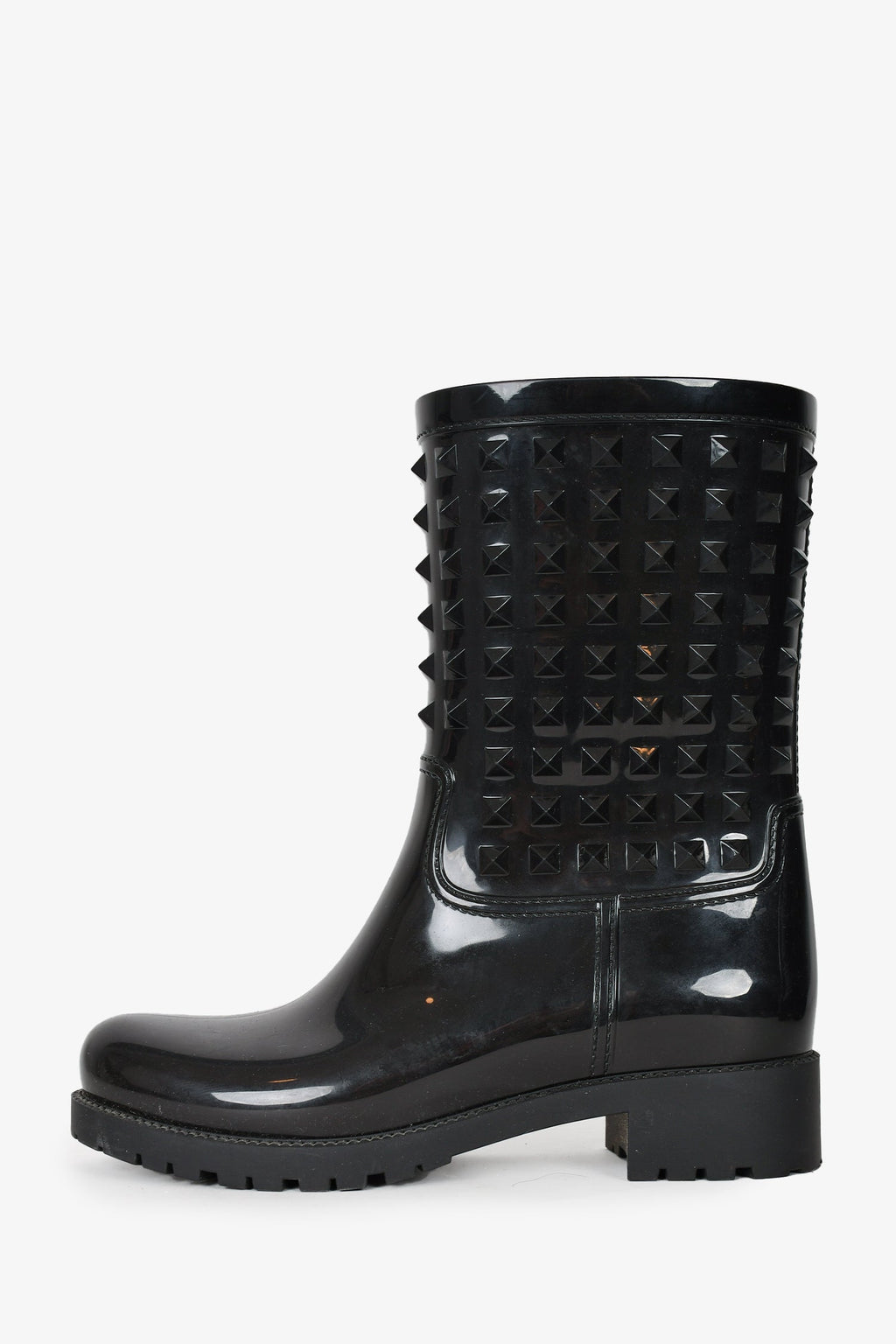 Valentino Black Rubber Rockstud Rain Boots Size 39