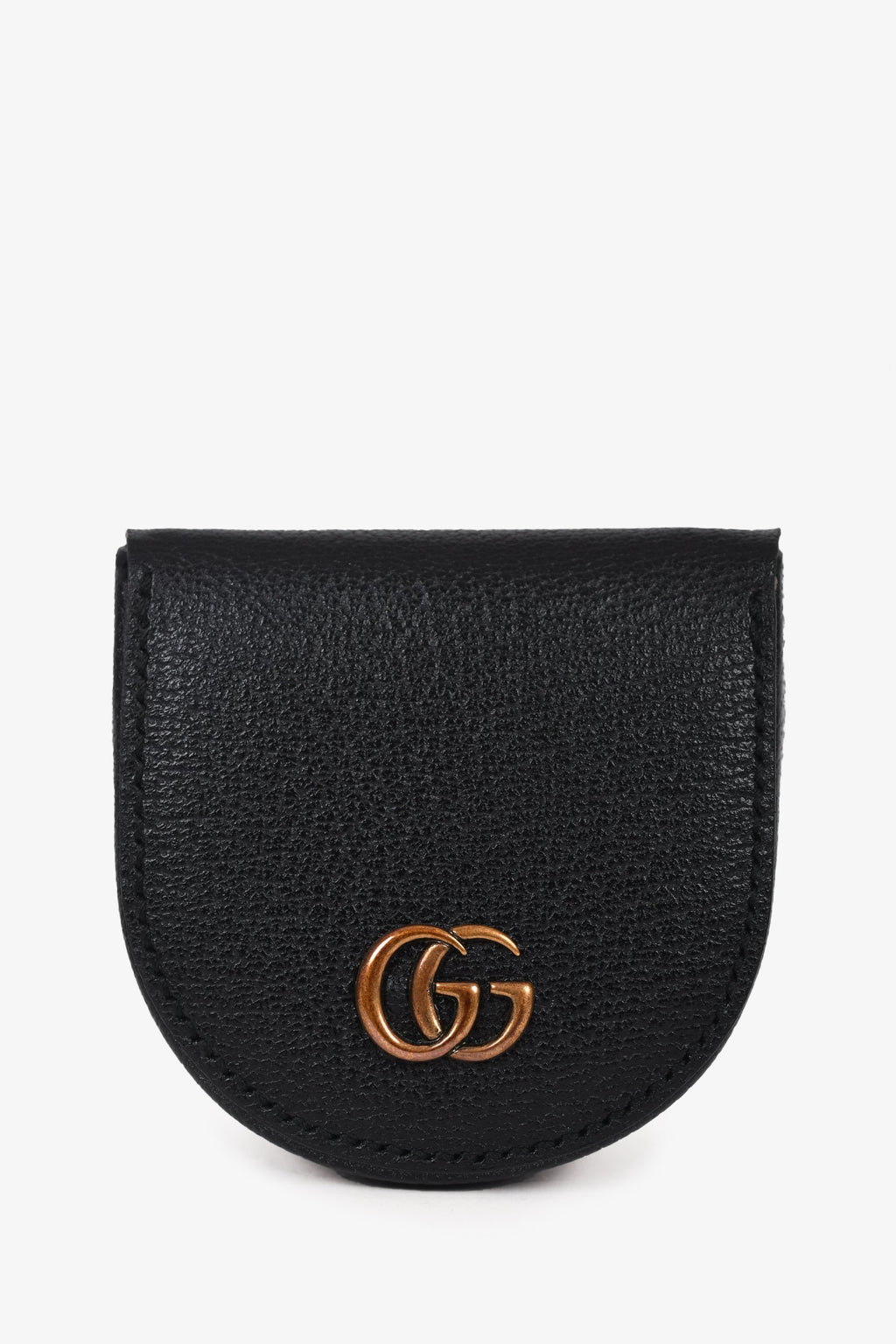 Gucci Black Grained Leather 'GG' Logo Coin Purse