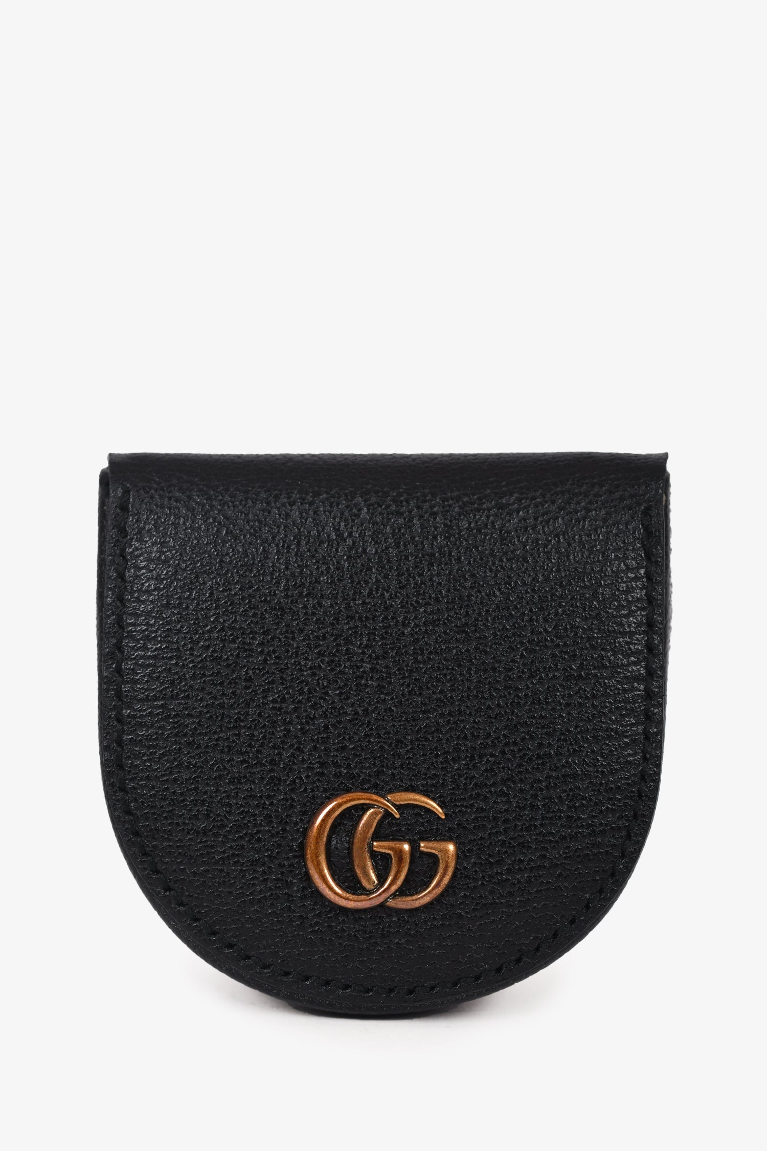 Gucci Black Grained Leather 'GG' Logo Coin Purse