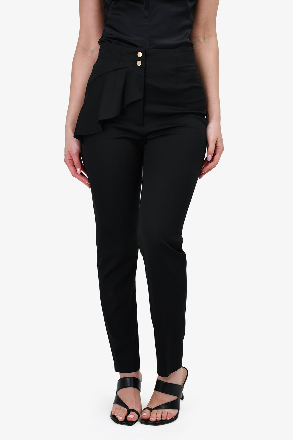 Sandro Black Side Ruffle Trousers Size 36