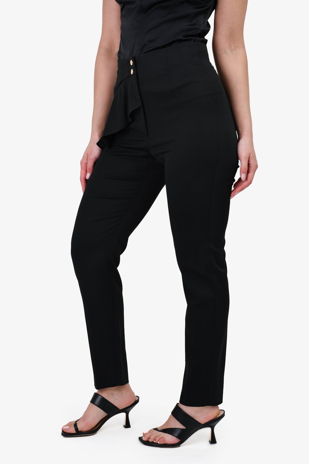Sandro Black Side Ruffle Trousers Size 36