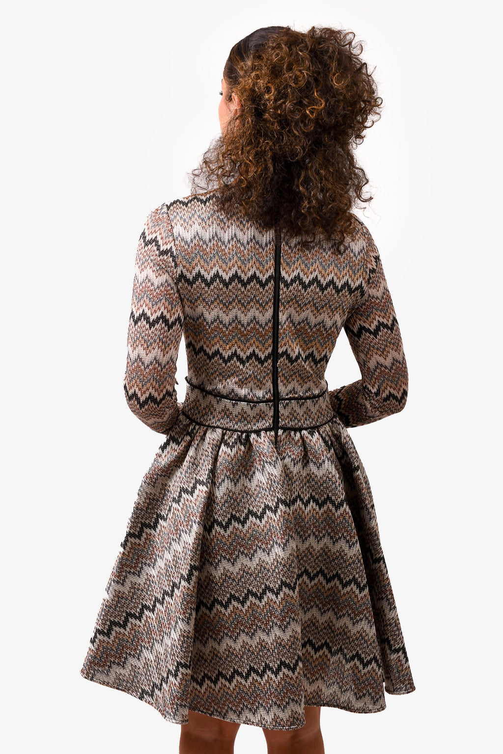 Maje Gold/Beige Zig-Zag Knit Dress Size 2