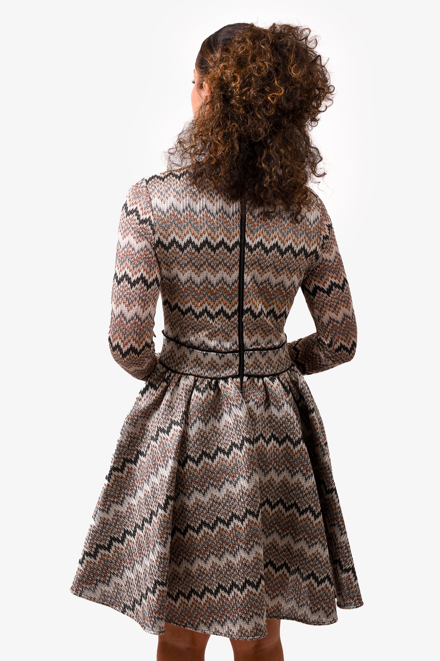 Maje Gold/Beige Zig-Zag Knit Dress Size 2