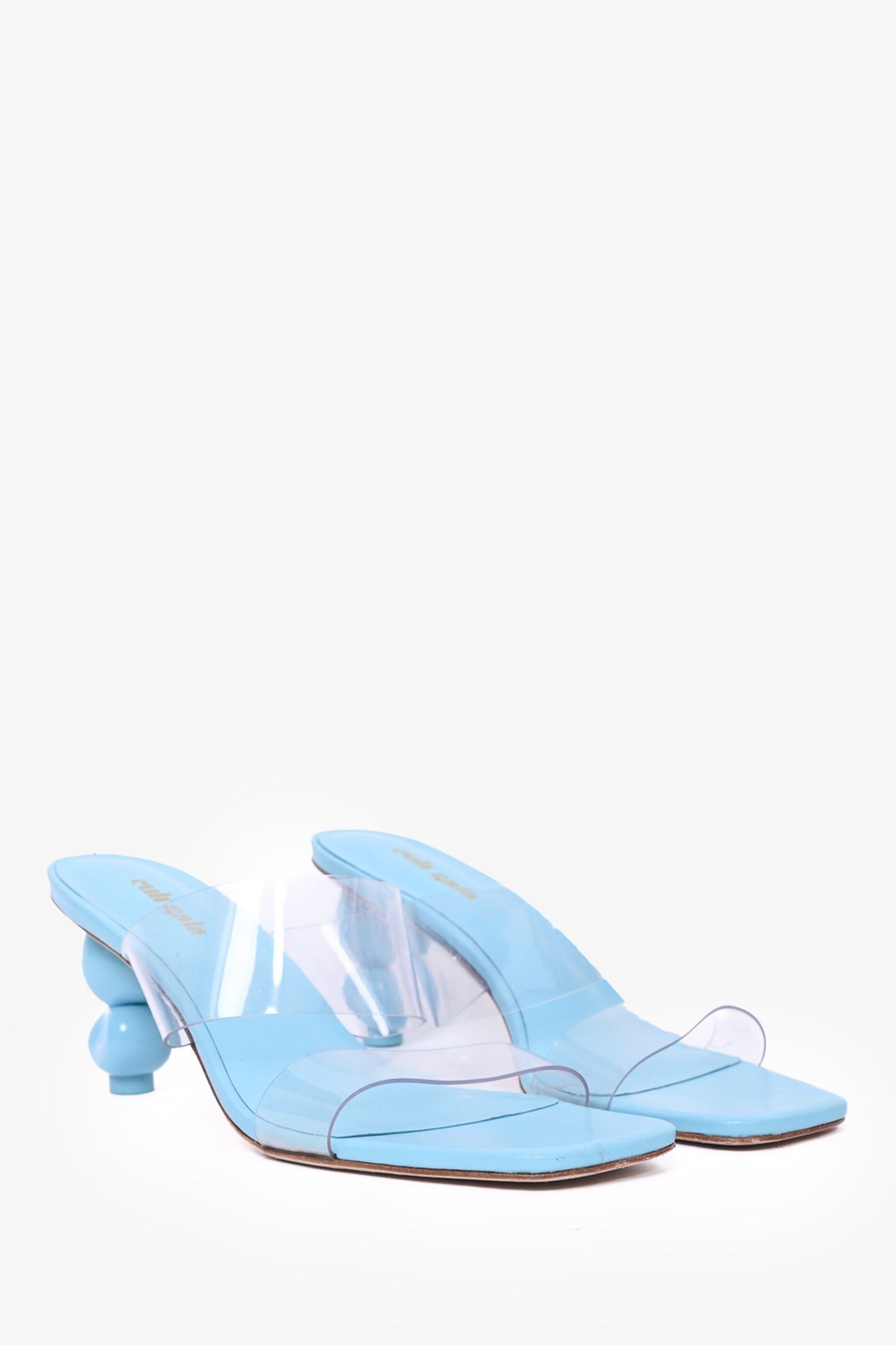 Cult Gaia Blue 'Suri' Transparent Strap Sandals Size 37.5