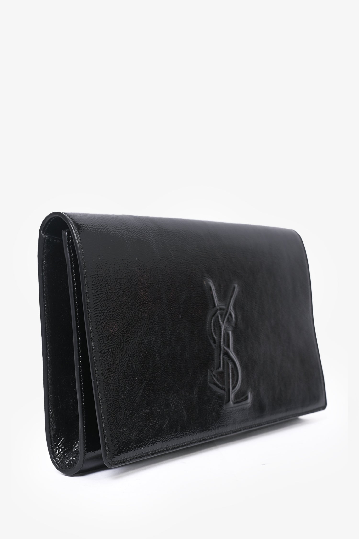 Saint Laurent Black Patent Leather 'Belle Du Jour' Clutch