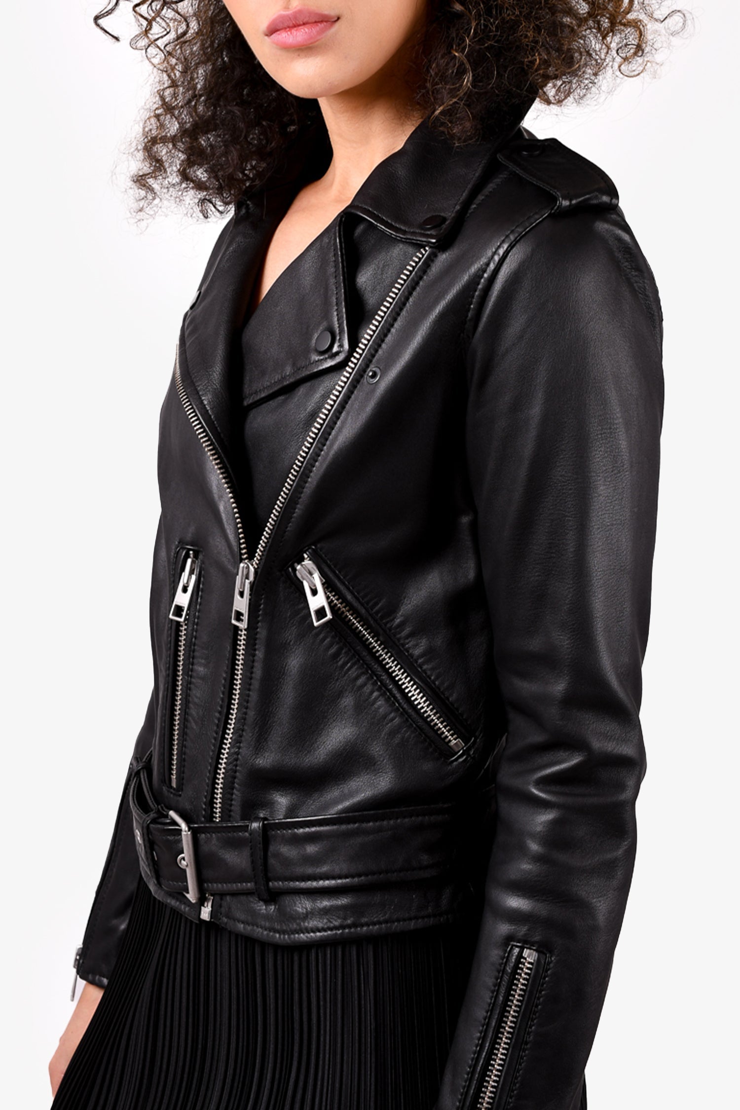 All Saints Black Leather Biker's Jacket Size 4