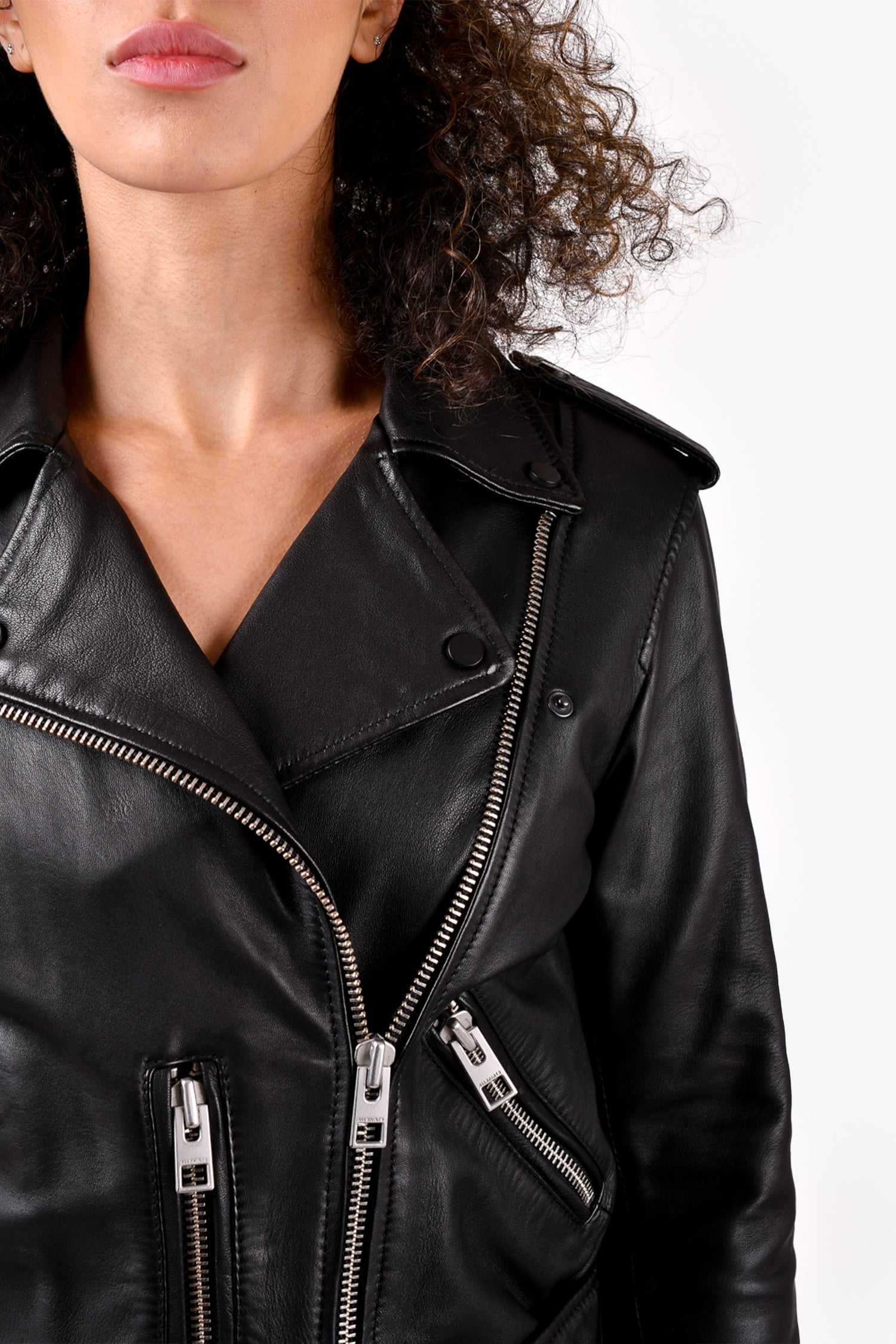All Saints Black Leather Biker's Jacket Size 4