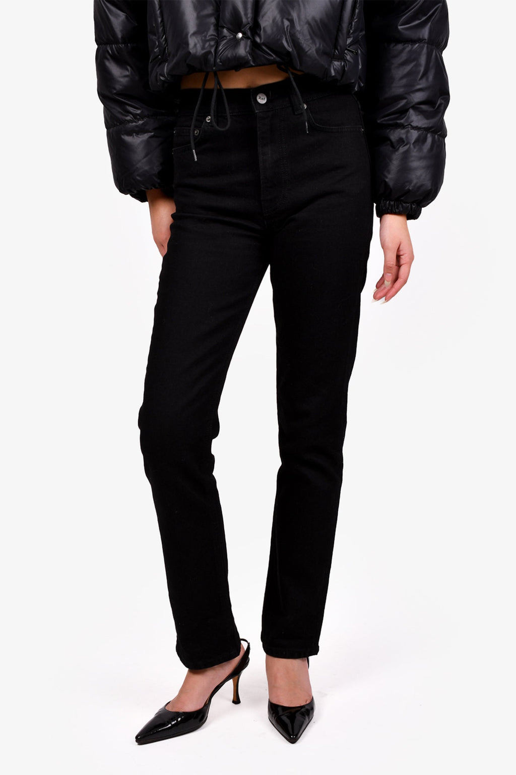 Reformation Jeans Black Denim Straight Leg Jeans Size 24