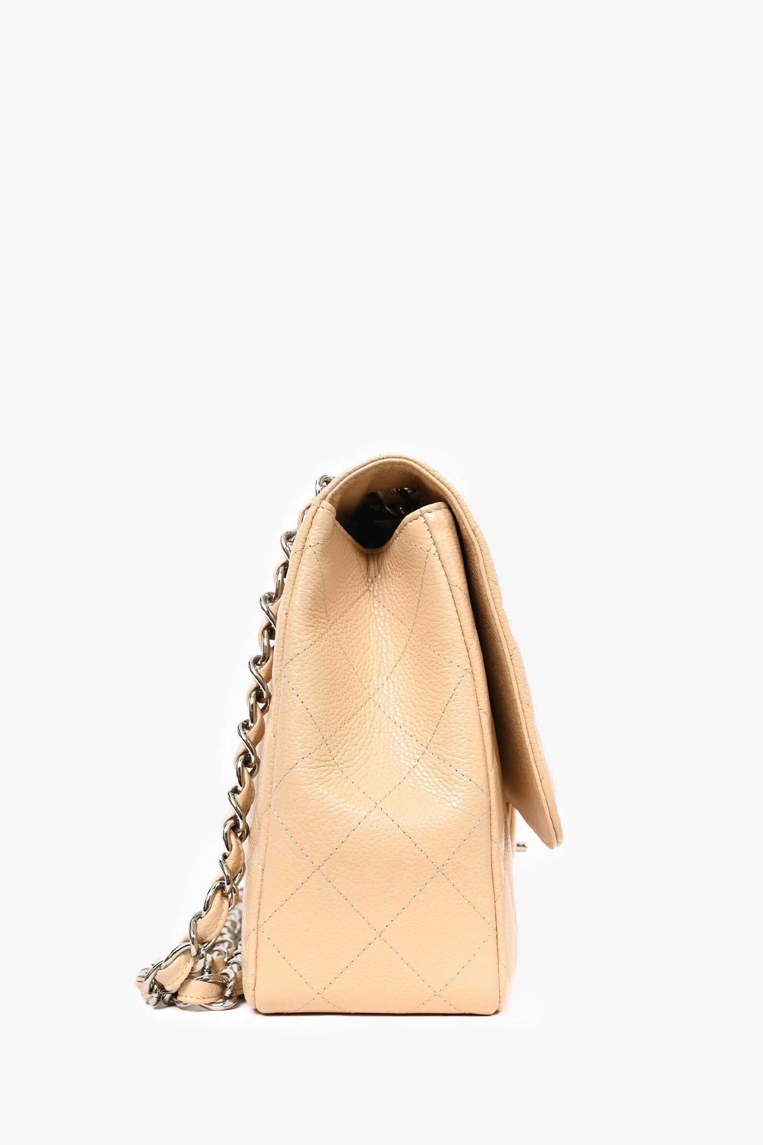 Pre-loved Chanel™ 2010/11 Beige Caviar Leather Jumbo Classic Flap Bag