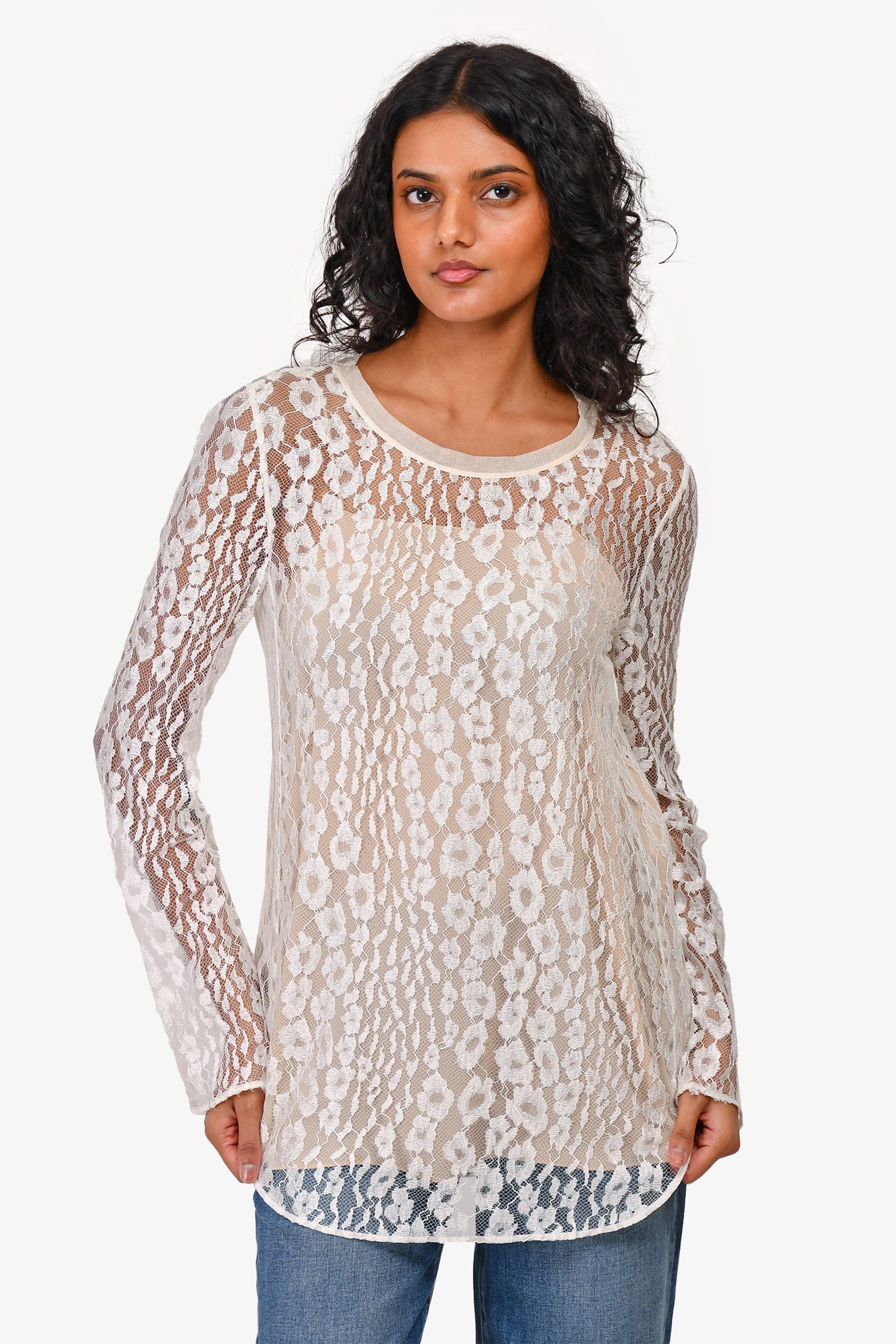 Chloe White Lace Top with Slip Size 34