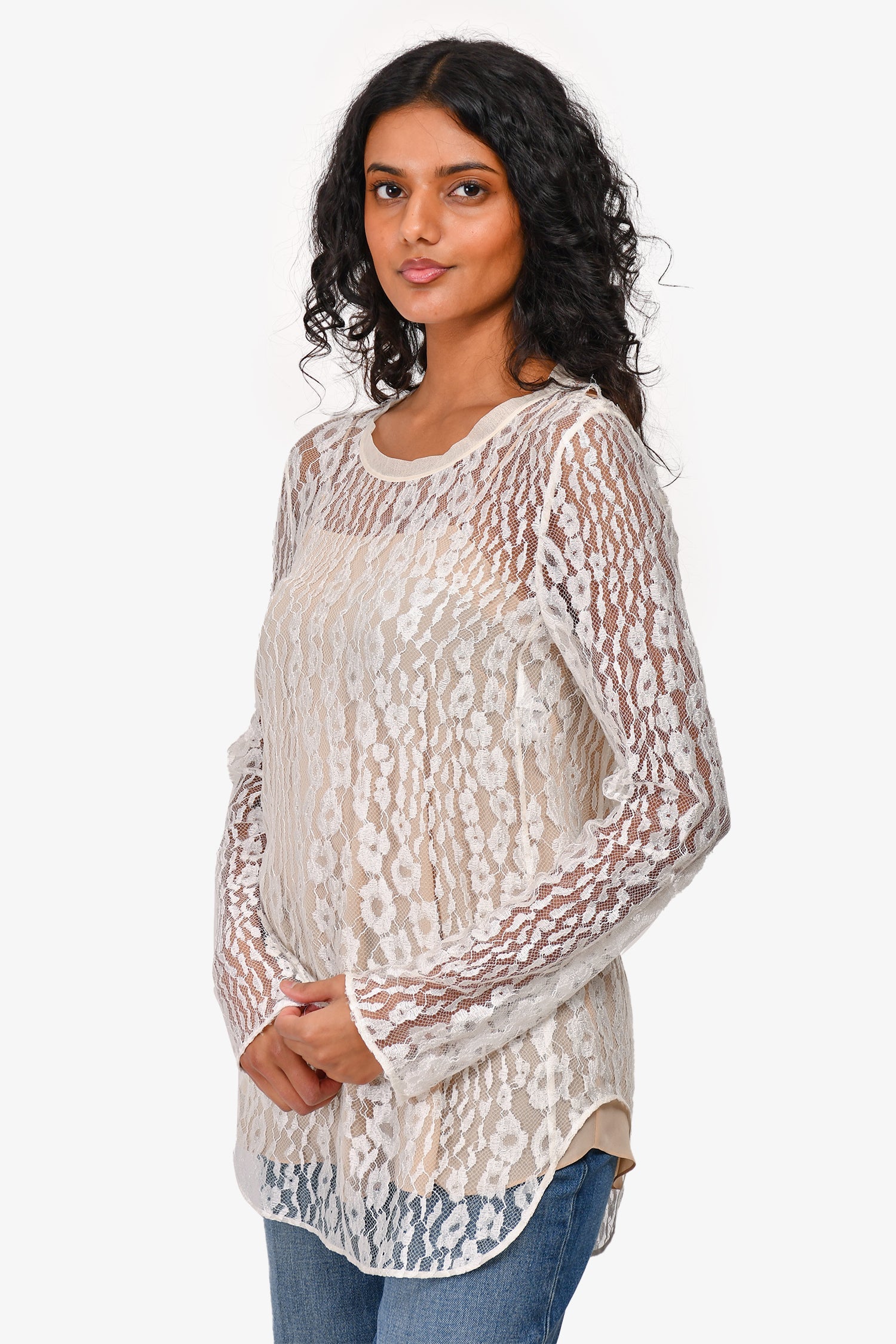 Chloe White Lace Top with Slip Size 34