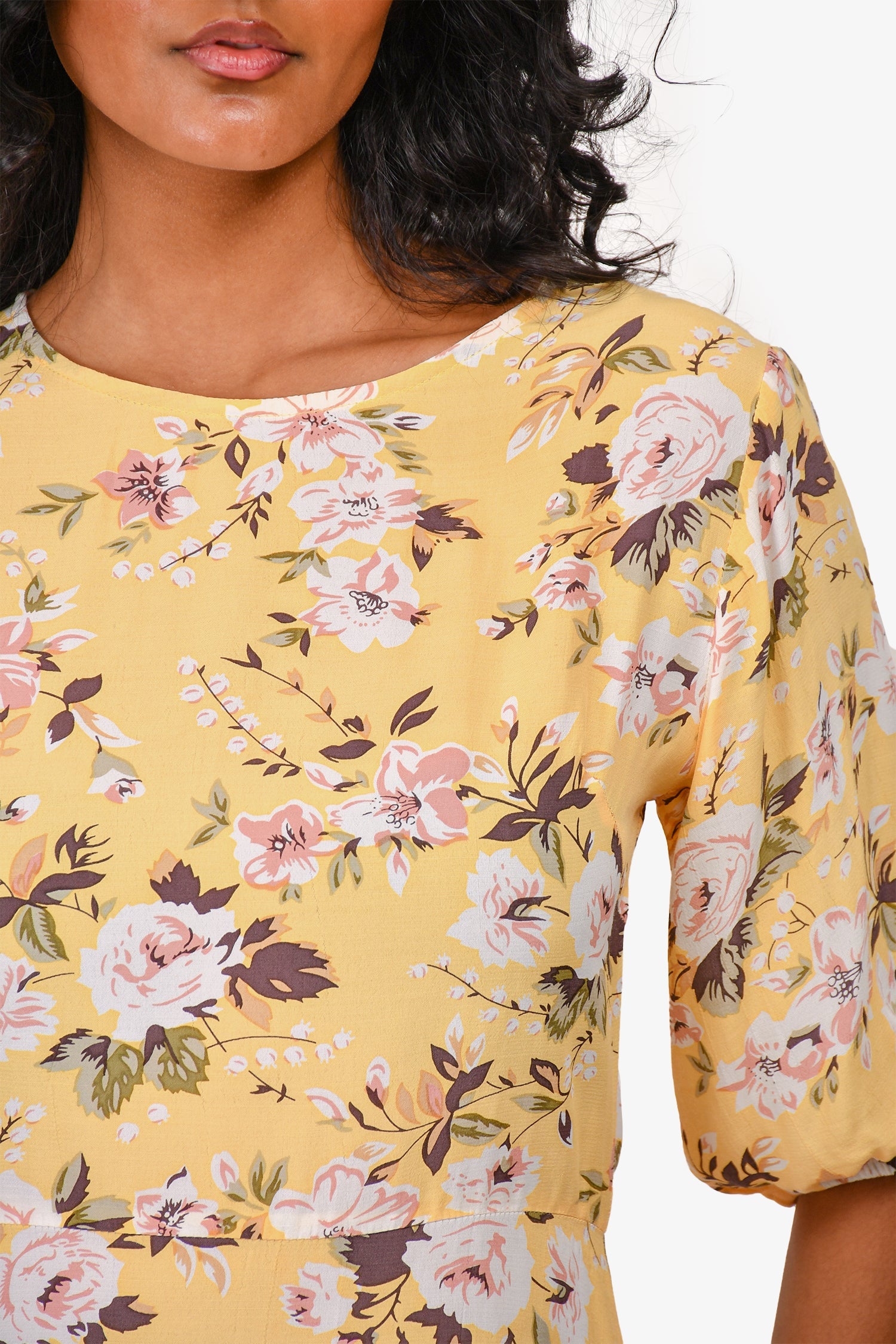 Faithfull The Brand Yellow Floral Mini Dress Size XS