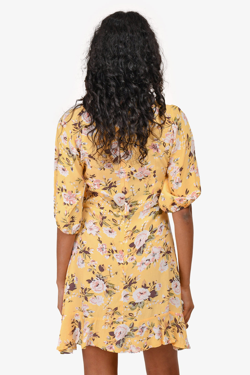 Faithfull The Brand Yellow Floral Mini Dress Size XS
