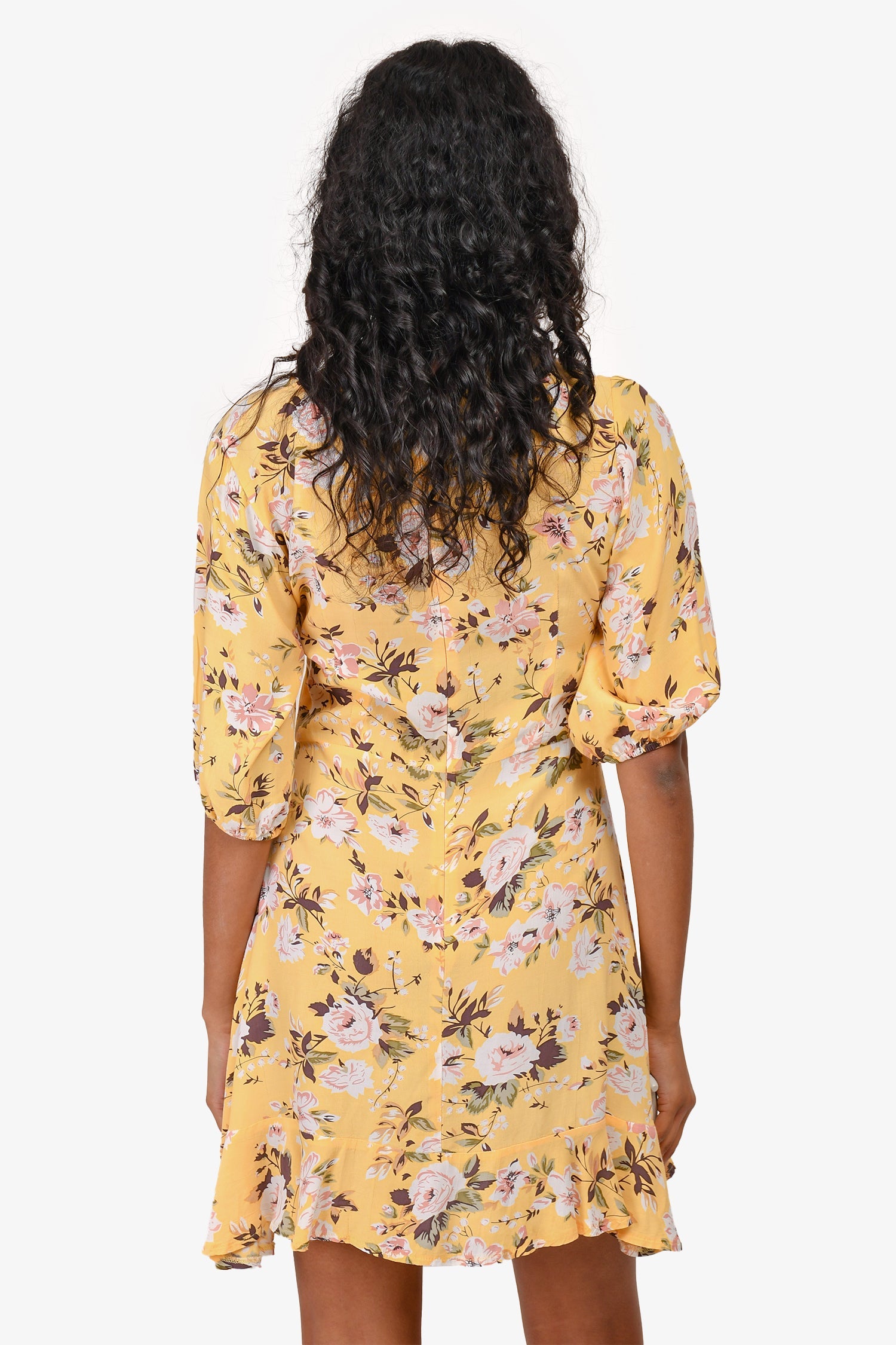 Faithfull The Brand Yellow Floral Mini Dress Size XS