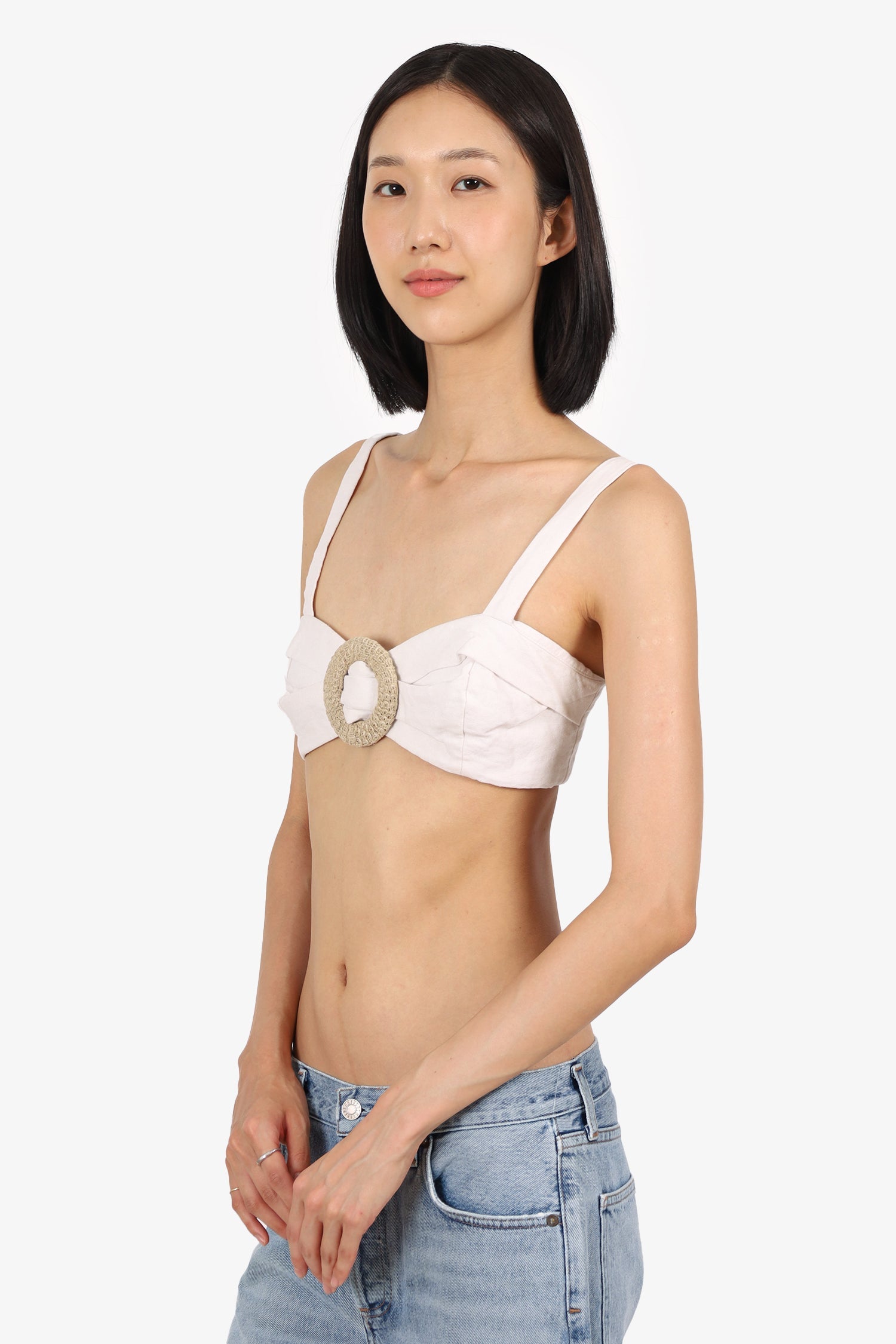 PatBO White Linen Bralette Top Size 8