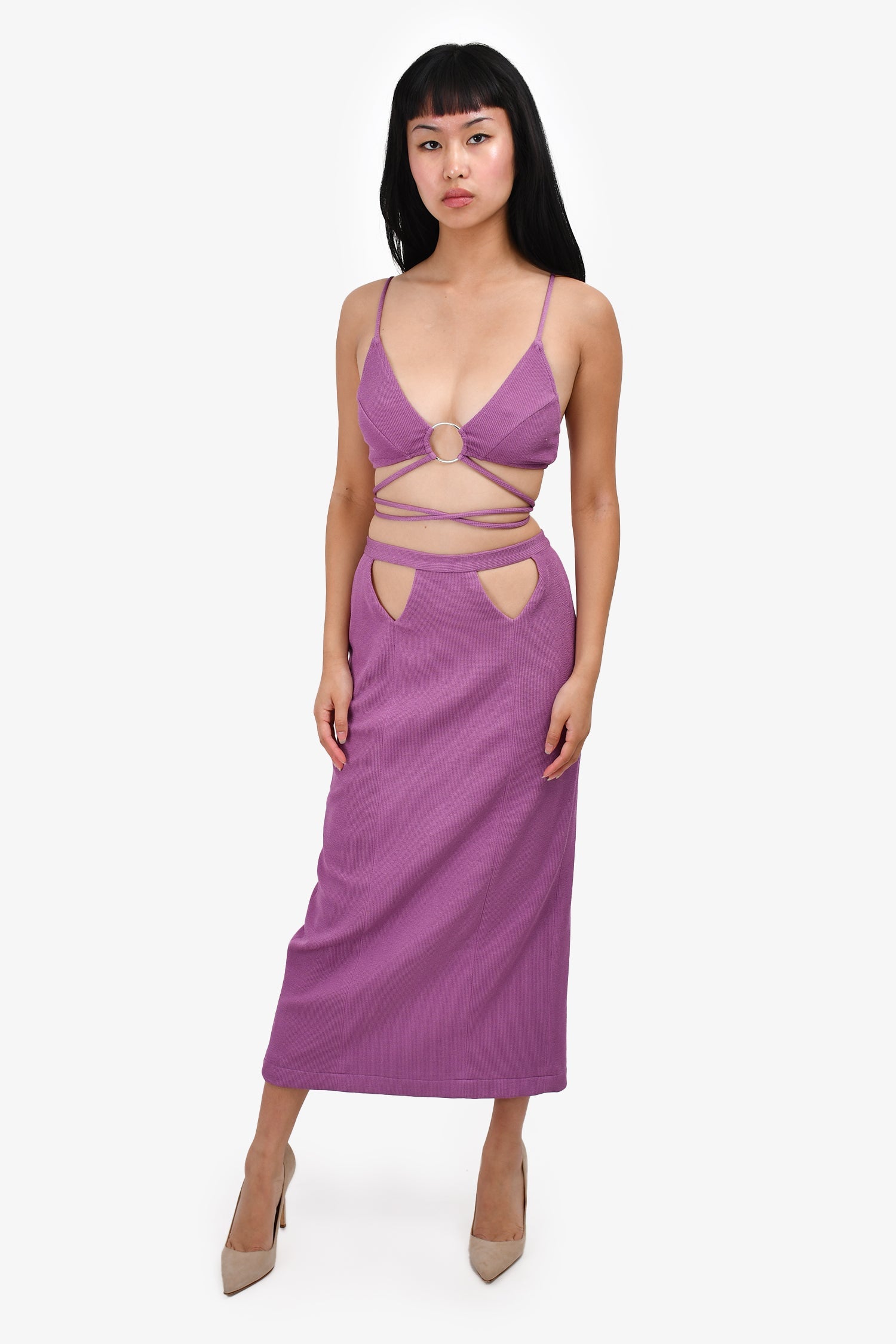 PatBO Orchid Stretch Knit Wrap Bralette Top Size S